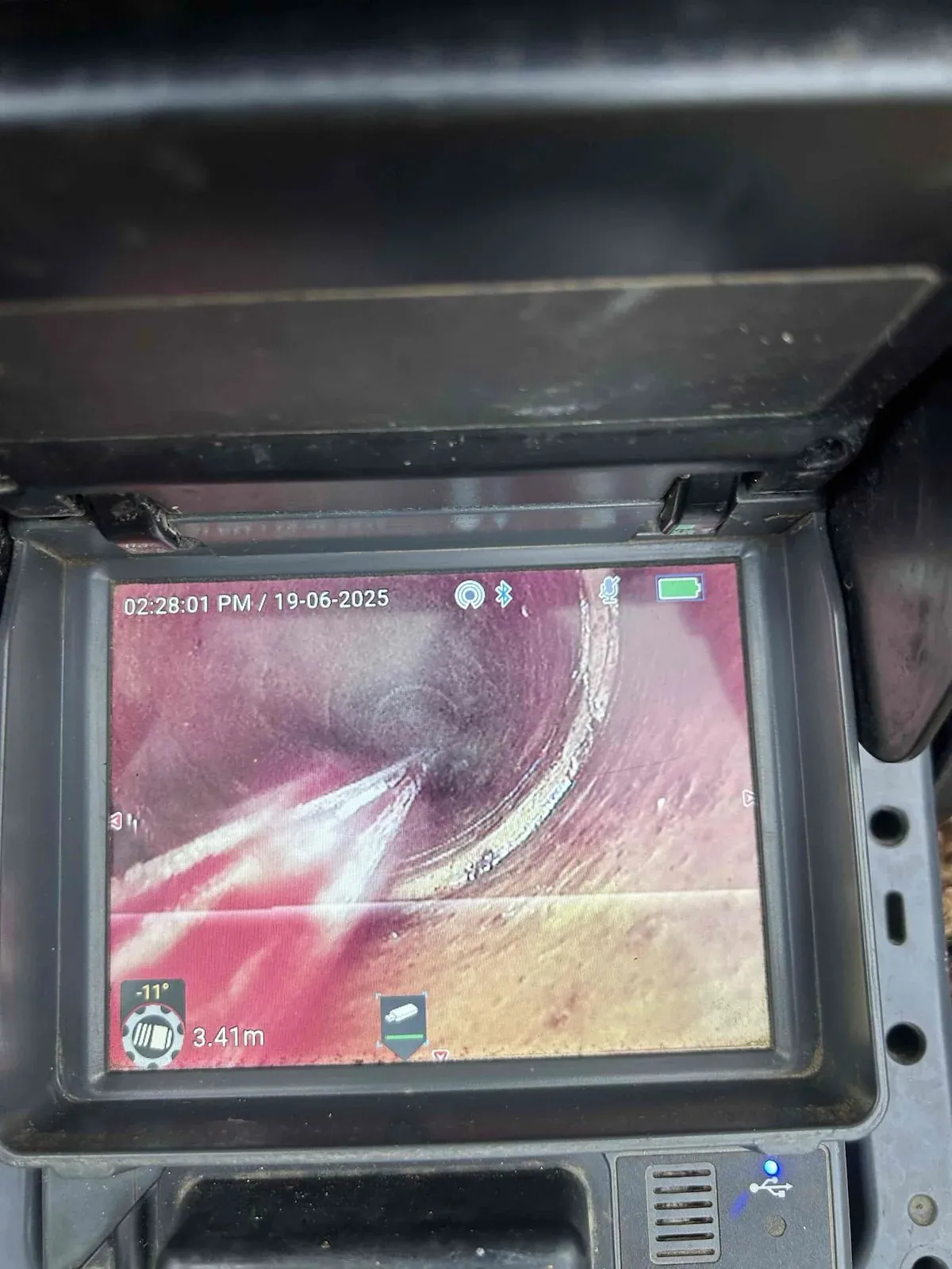 Drain camera view after the line was cleared