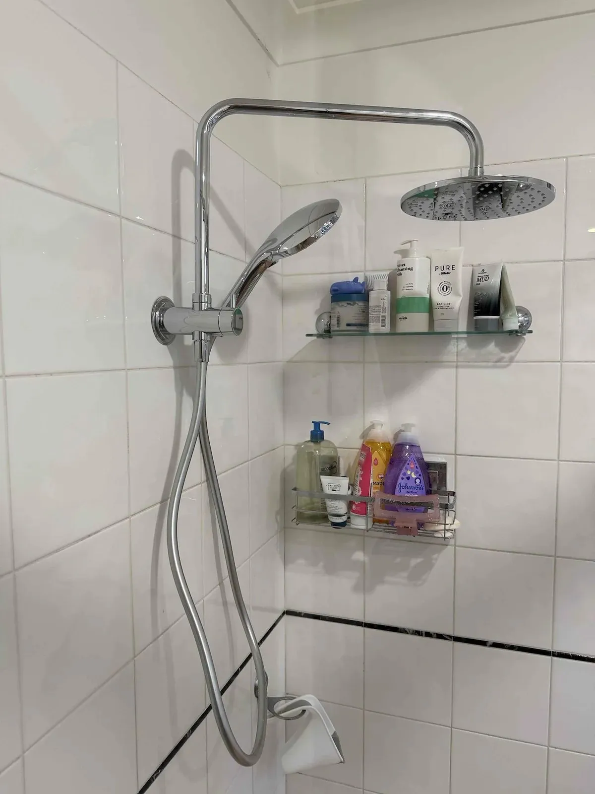 New shower rail and rain head fitted