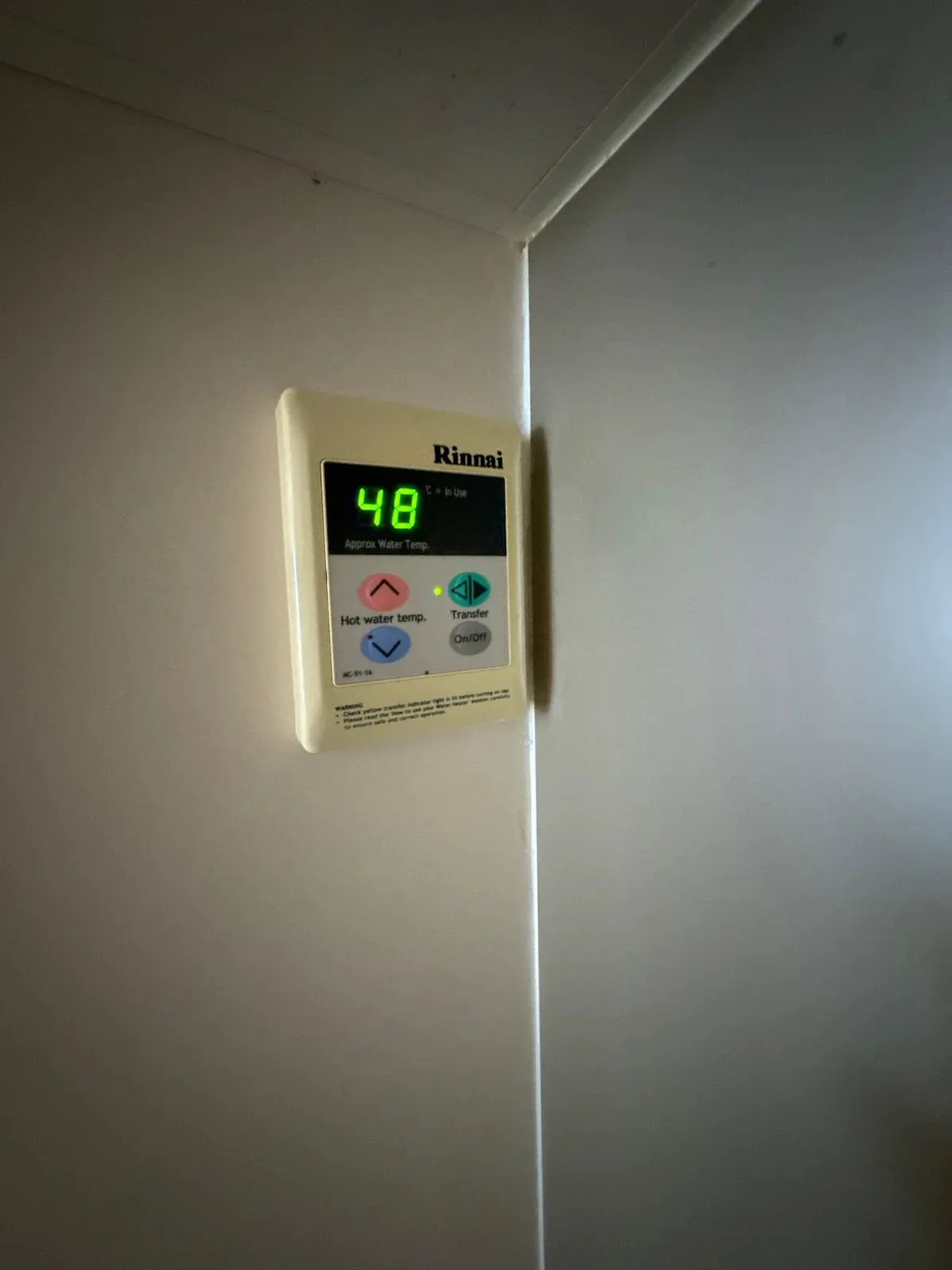 Hot water controller reading 48 degrees after the new unit went in