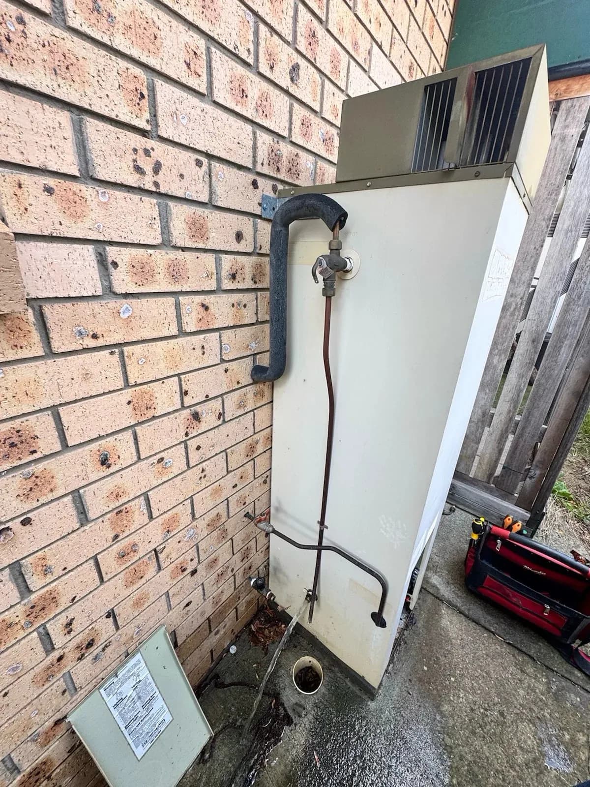 Old gas hot water unit that had burst