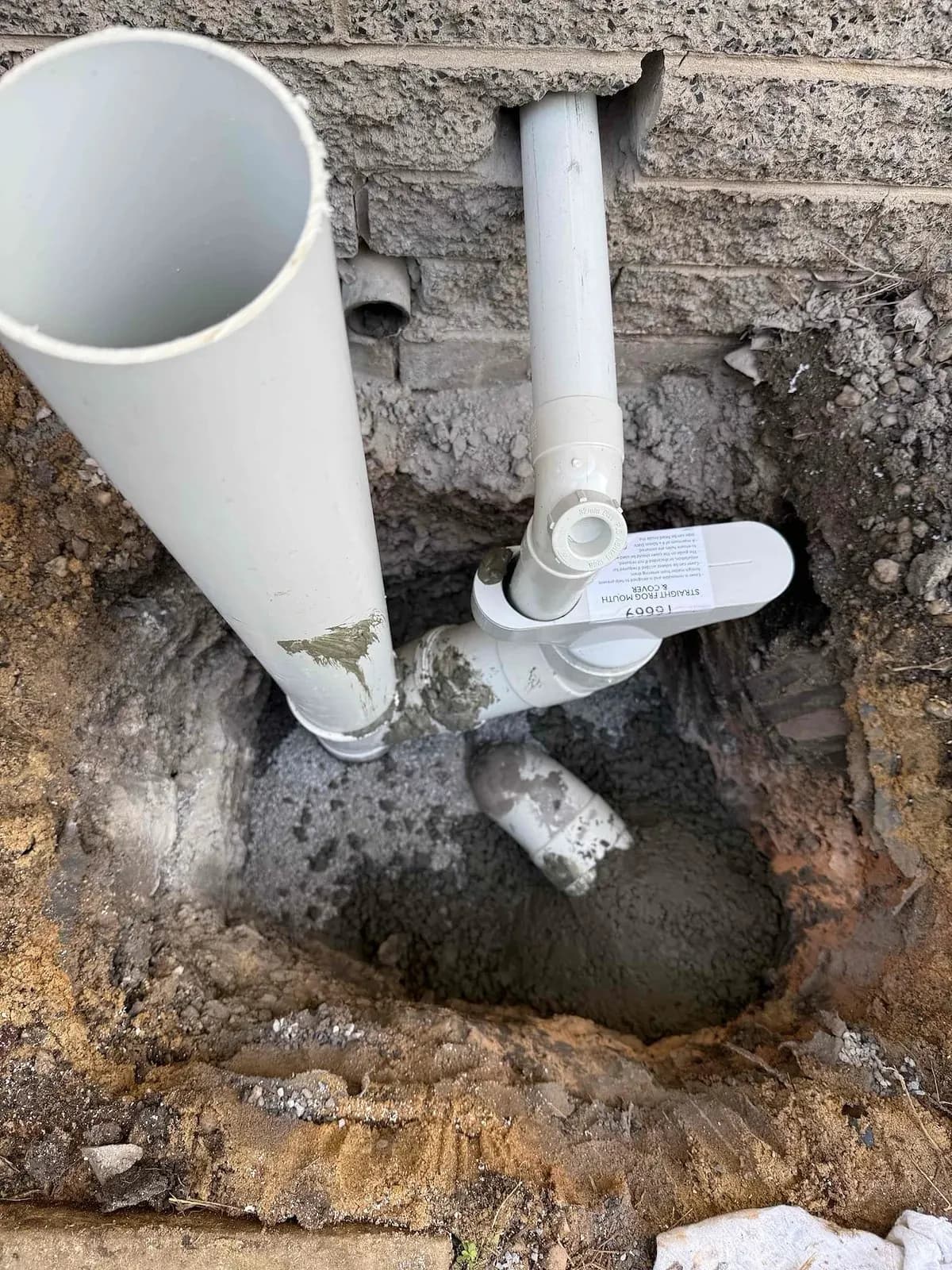 New PVC waste pipework and gully going in at Bell Post Hill