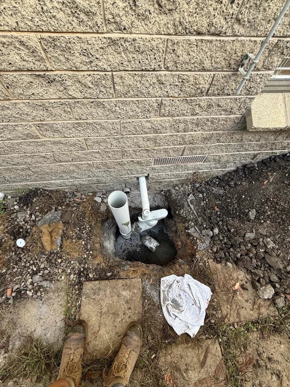Finished gully and waste connection at Bell Post Hill