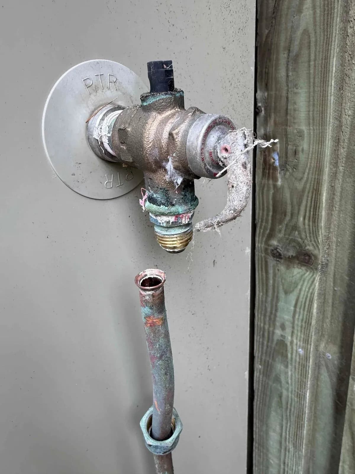 Old valve removed from the hot water unit