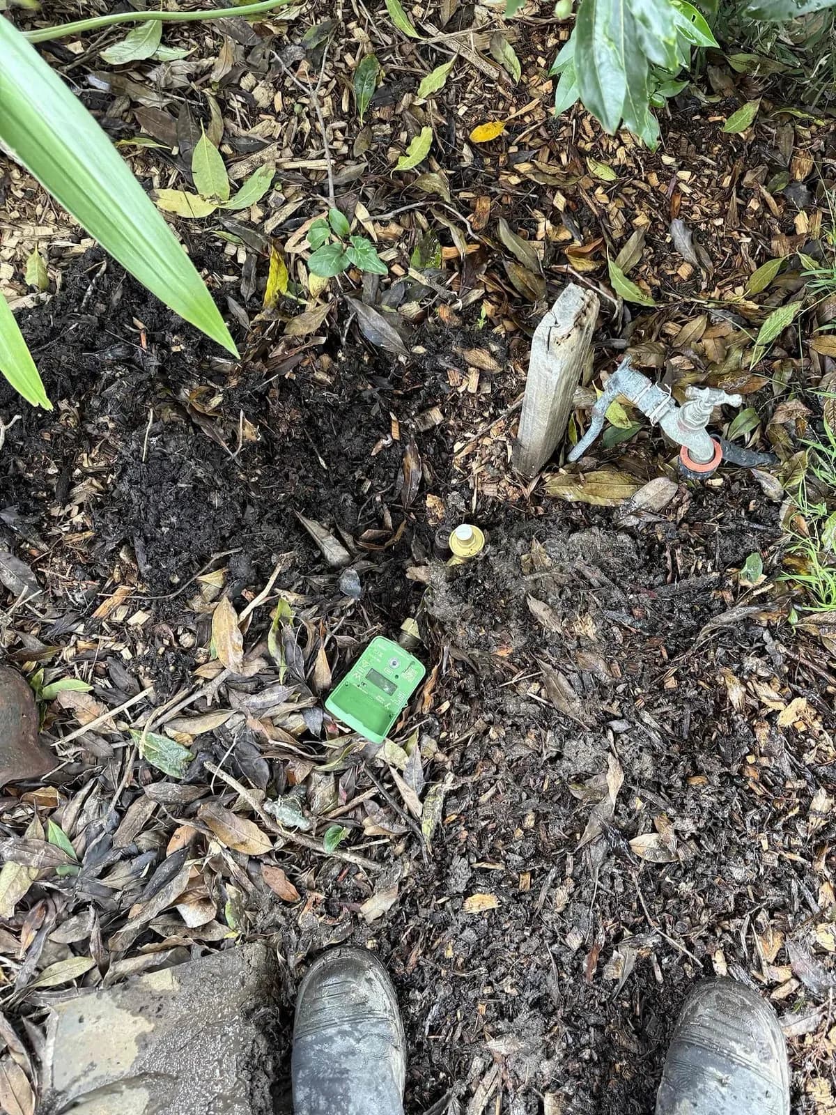 Dug out around the garden tap to find the leak