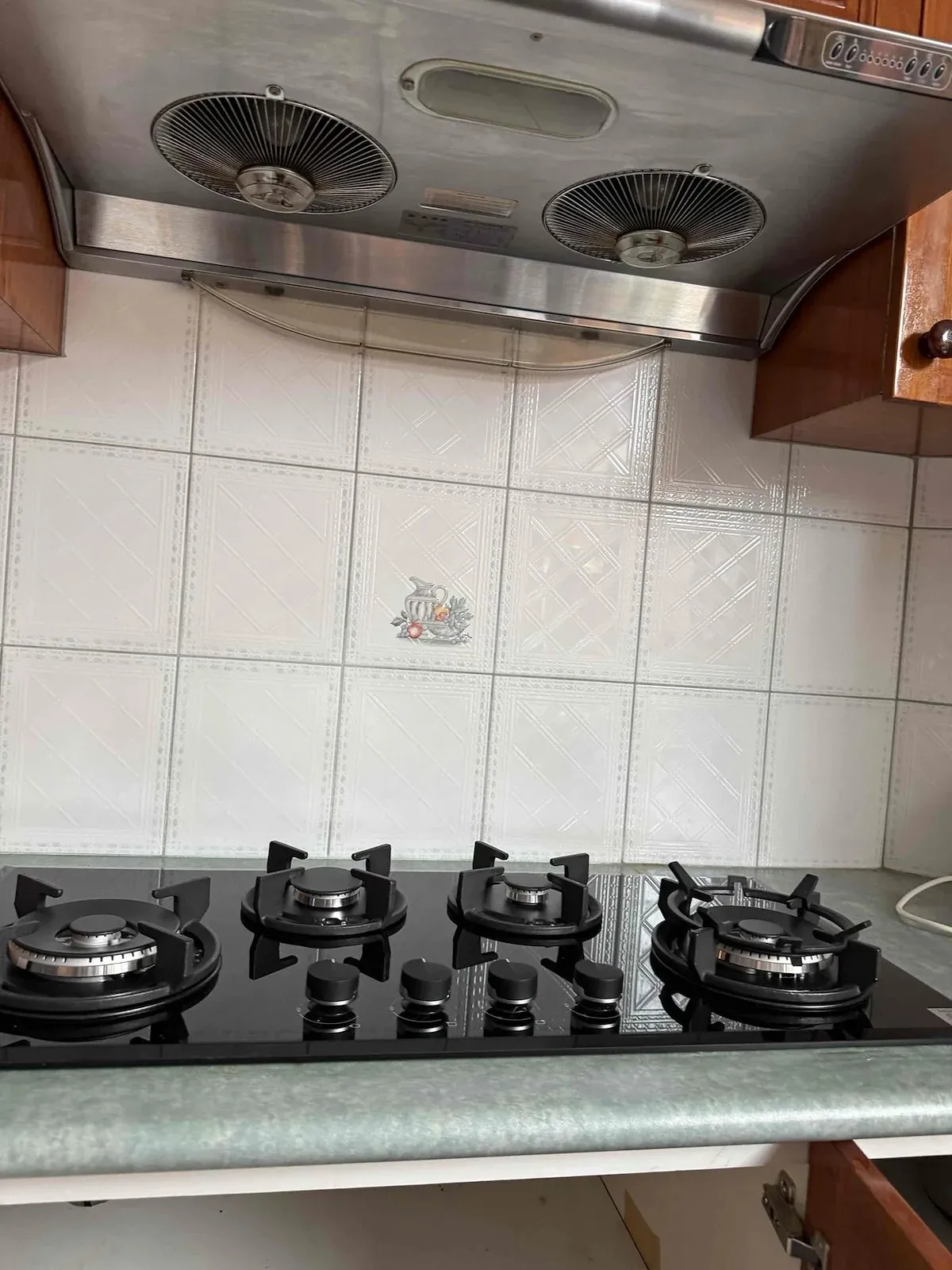 New gas cooktop installed under the rangehood