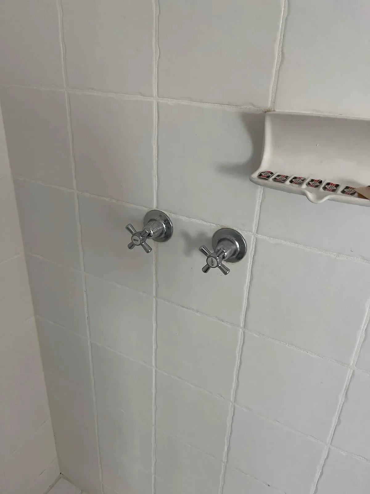 Shower taps after new assemblies were fitted
