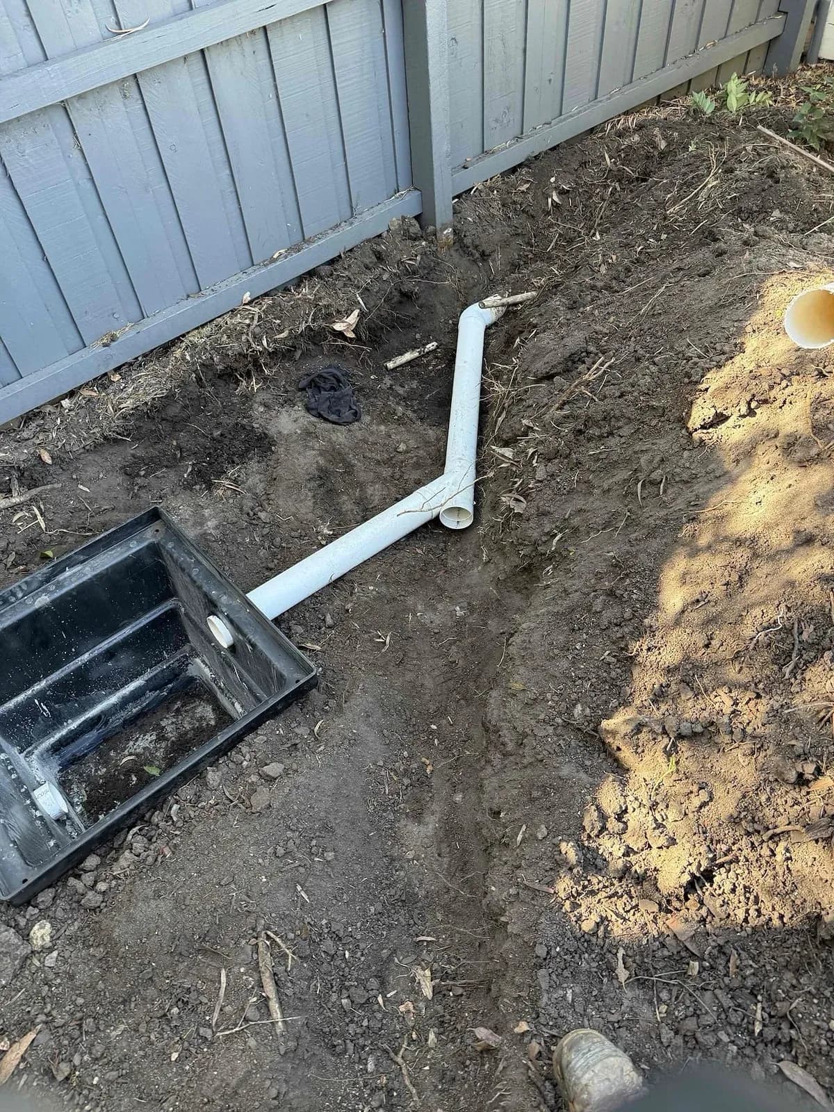 New stormwater pit and PVC drain line