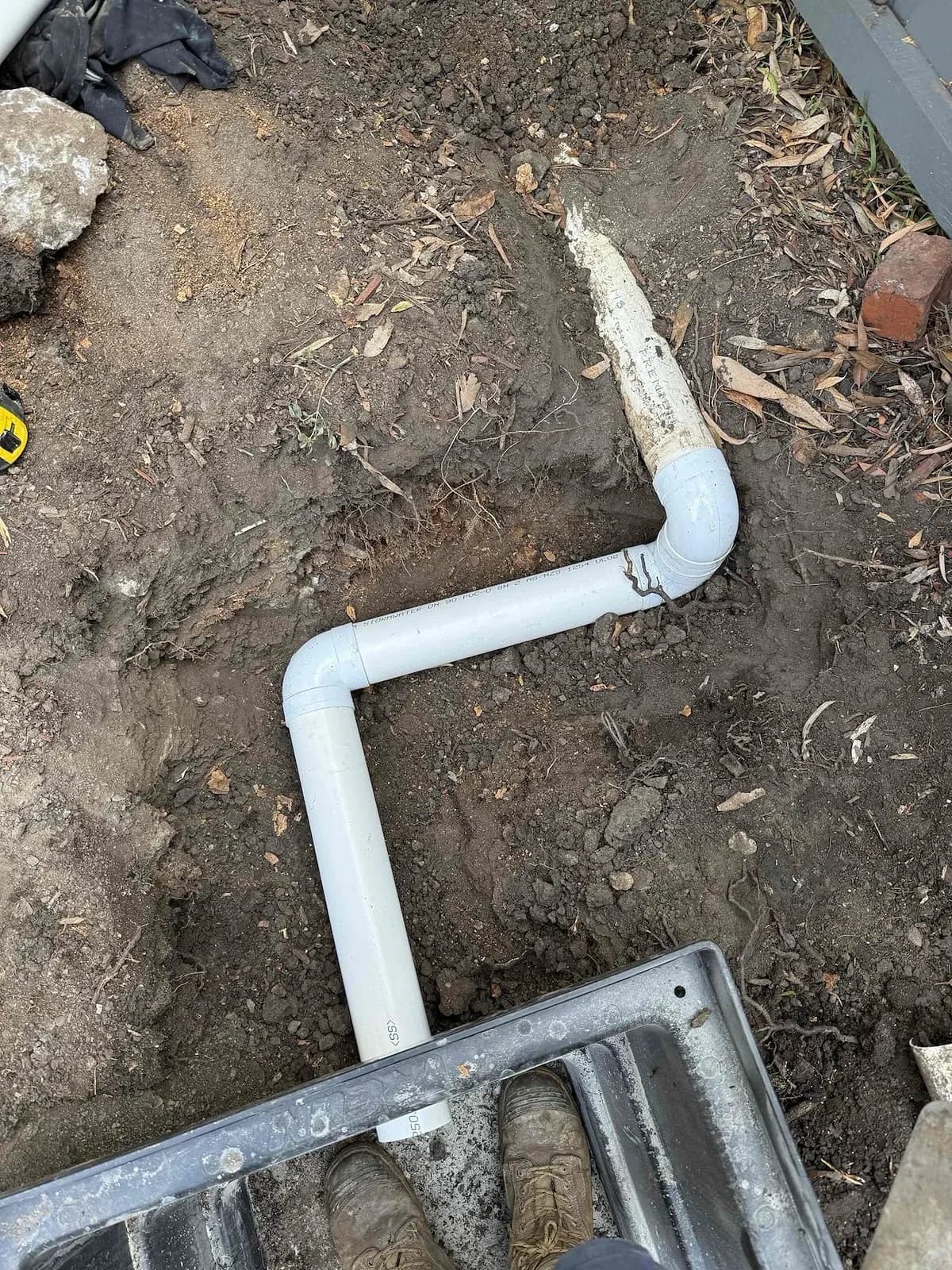 Stormwater pipe laid into the new pit