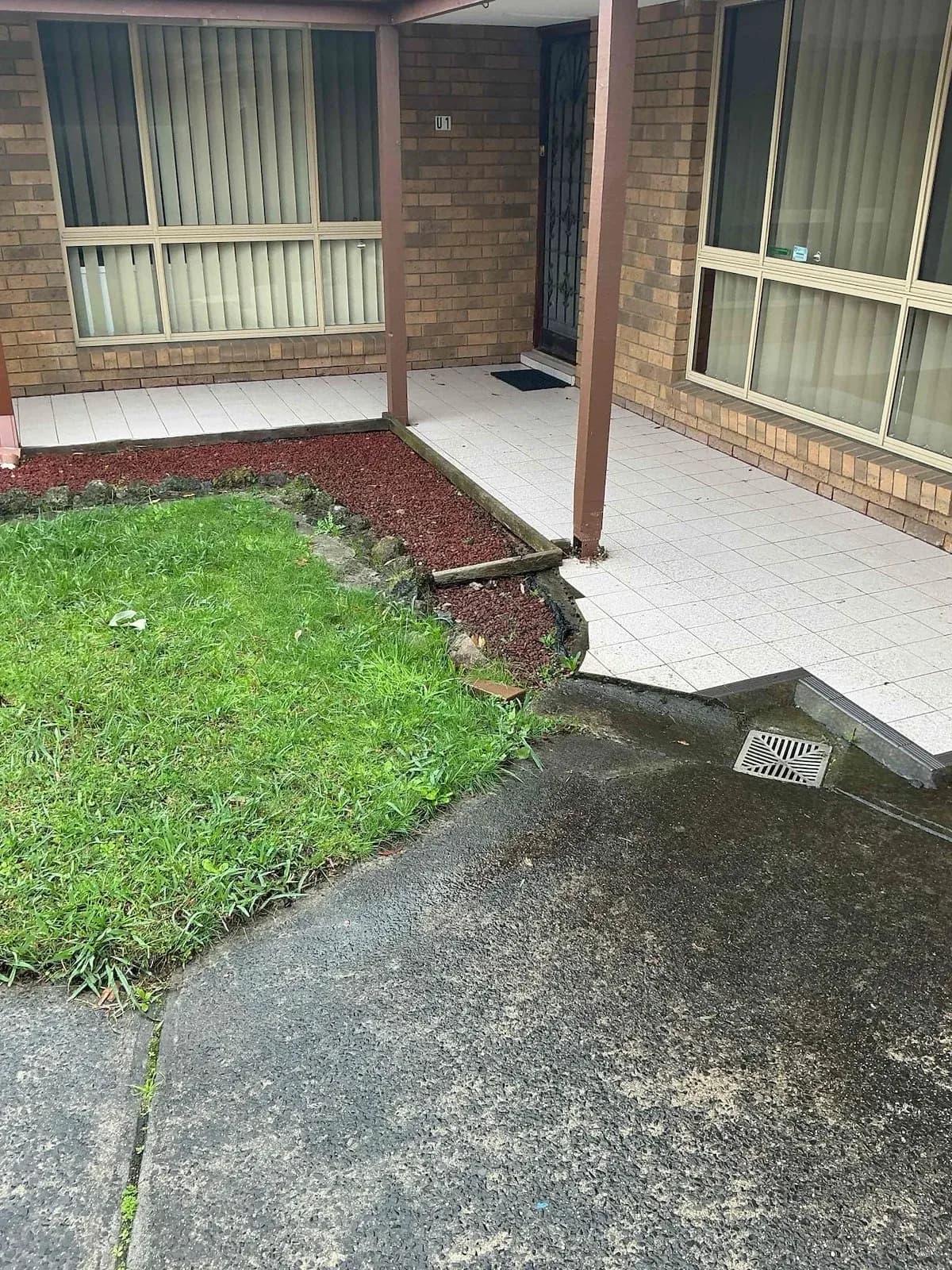 Stormwater grate at the front draining again