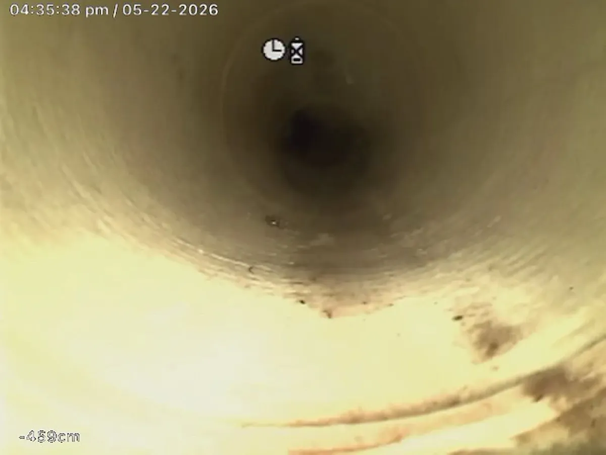 Camera view inside the newly relined drain in Chapman