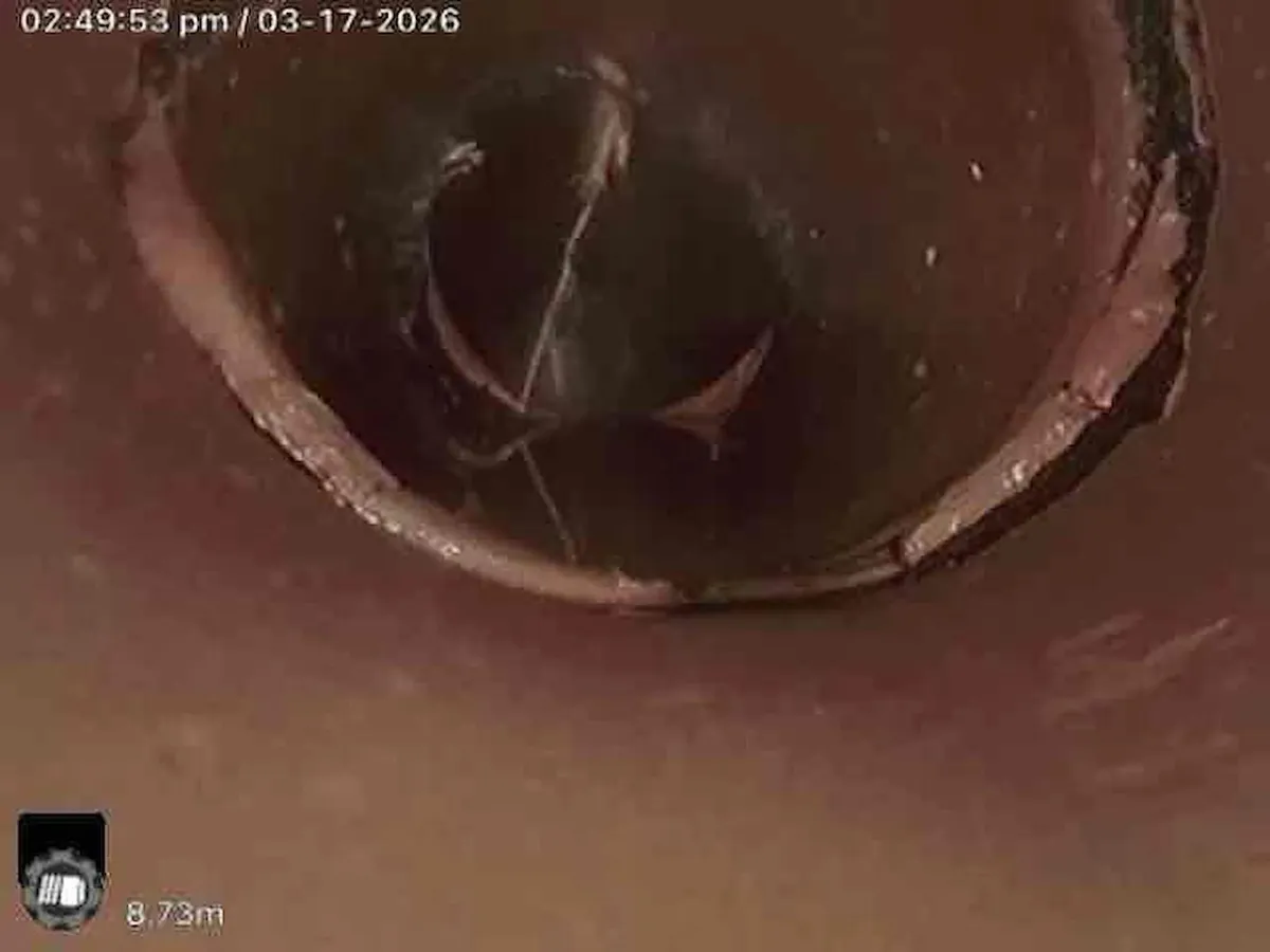 Camera view of a damaged sewer section in Corio