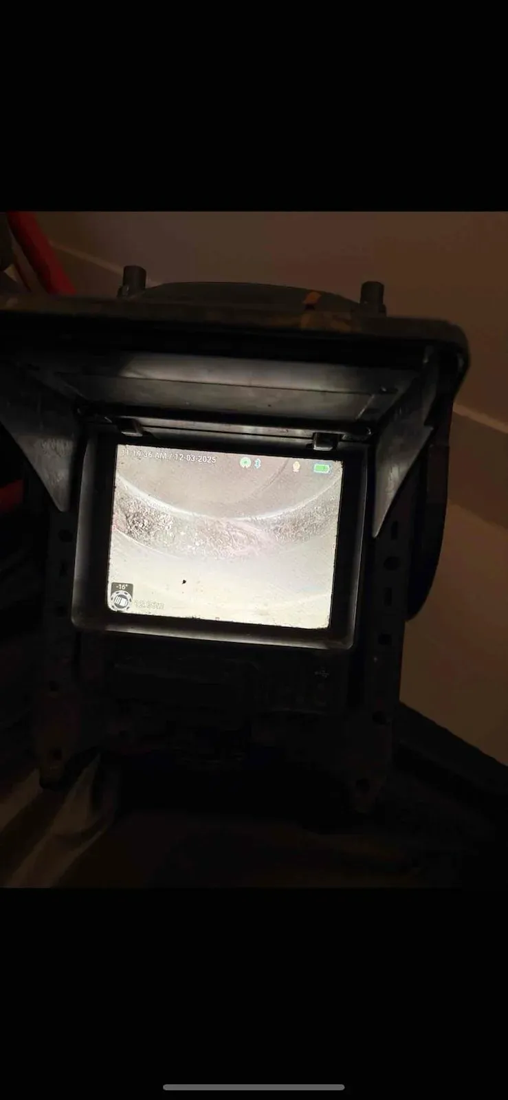 Drain camera inspection of the toilet line