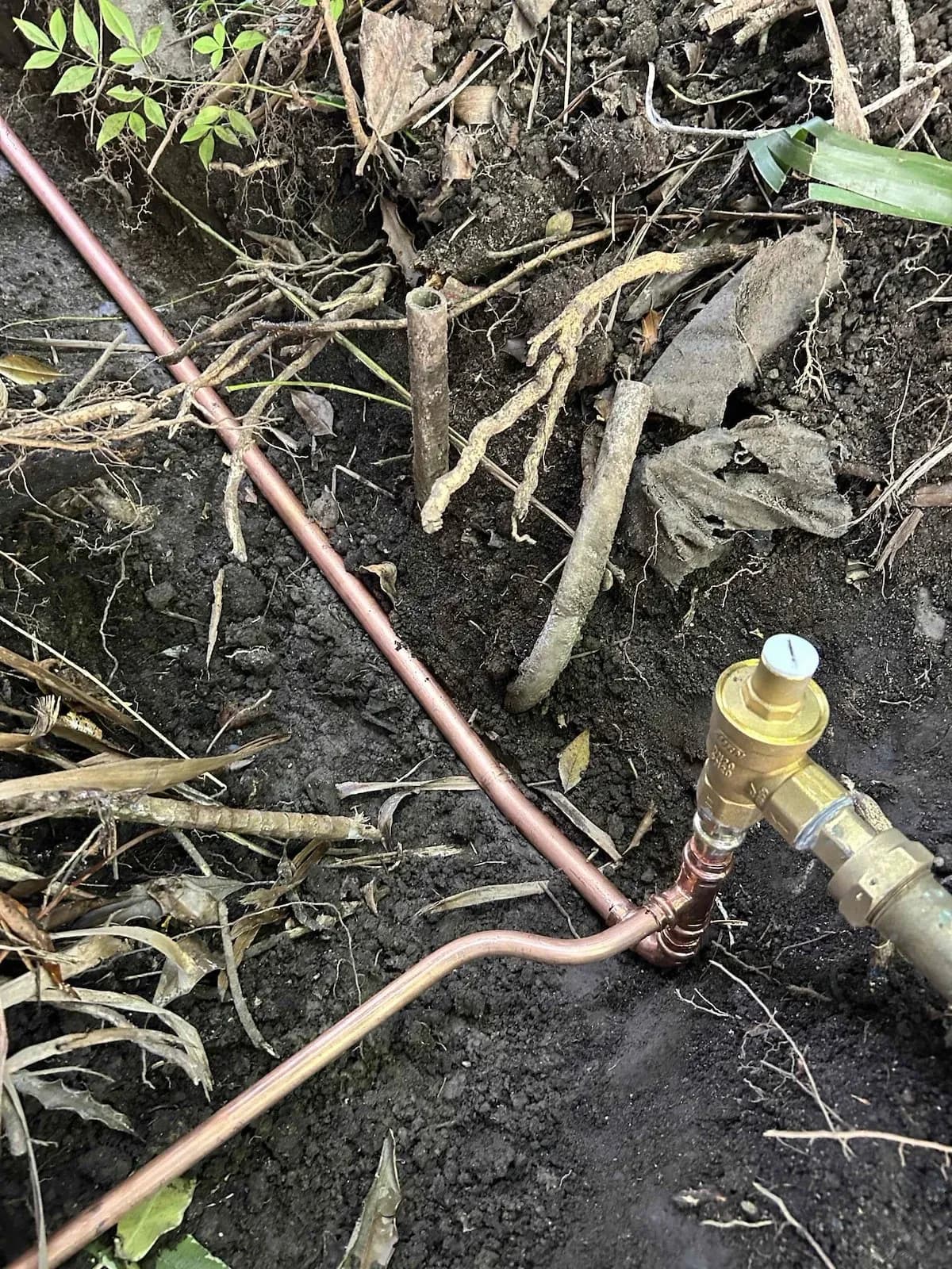 New copper water line joined at the meter