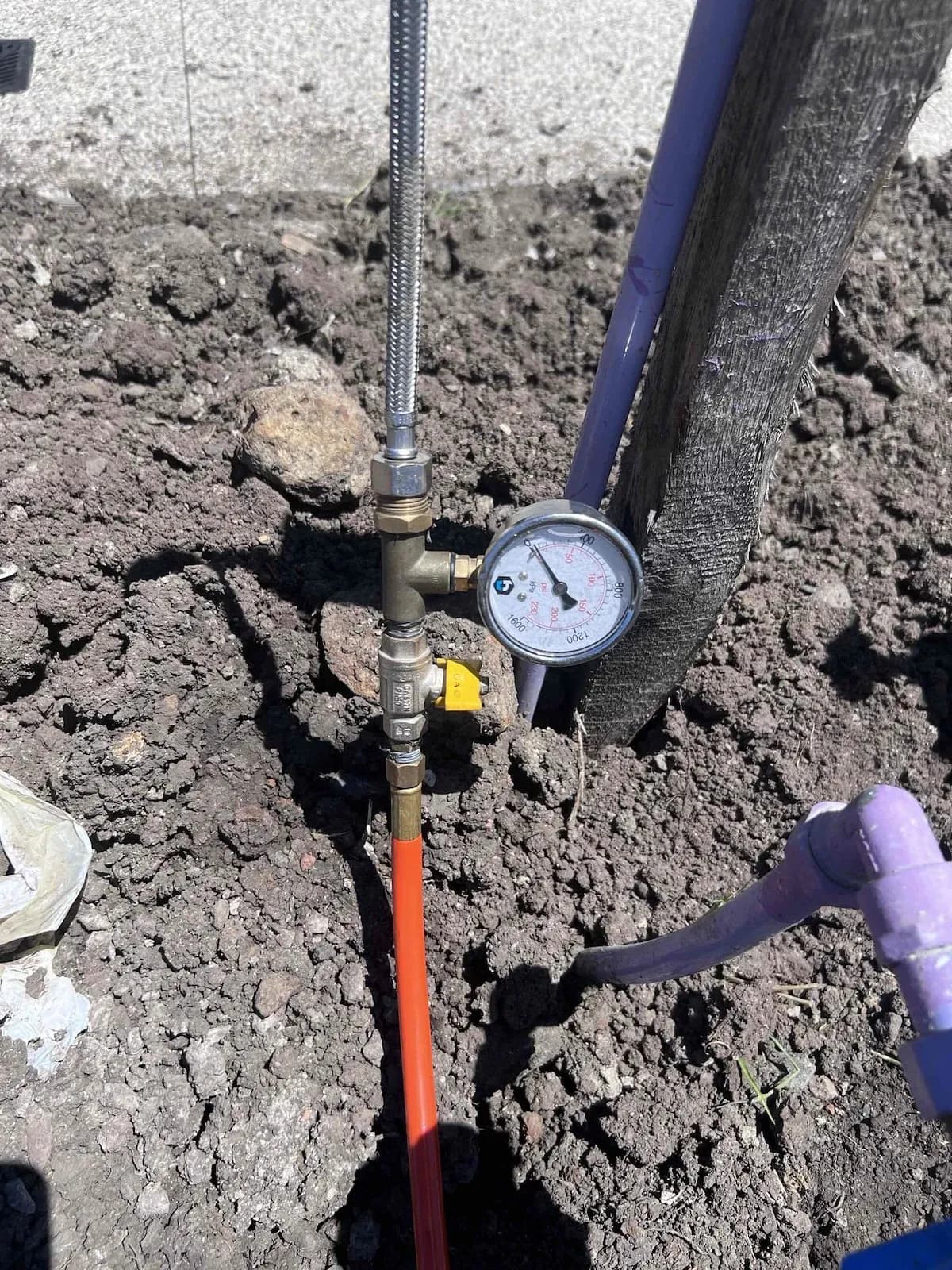 Pressure test on the recycled water line