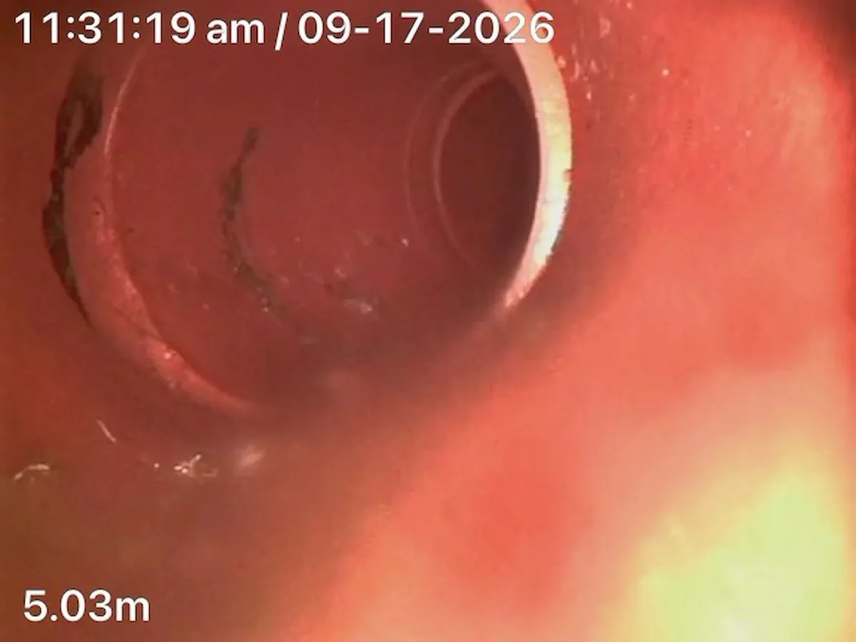 Drain camera view inside the pipe before relining