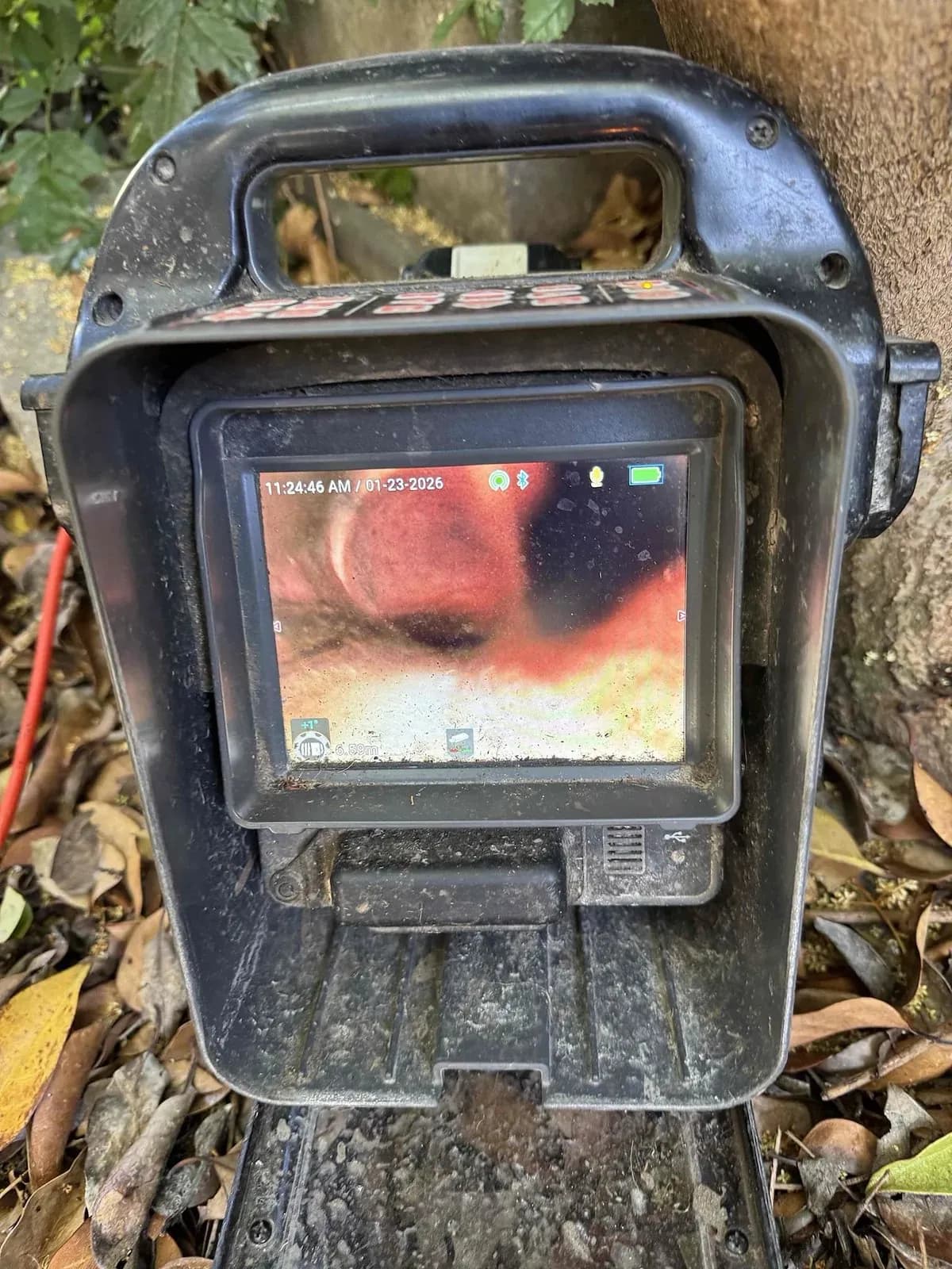 Drain camera inspection of the kitchen drain