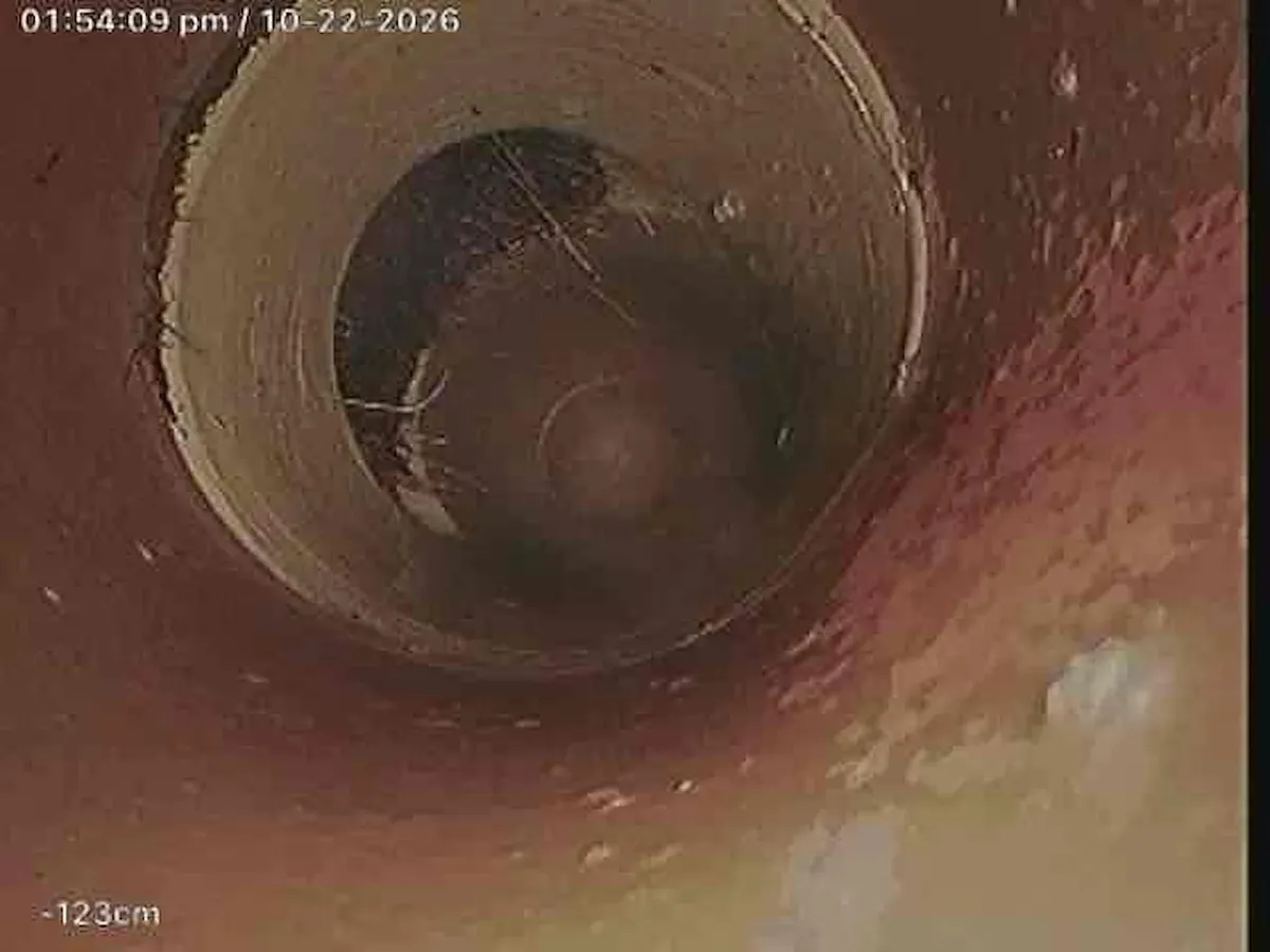 Drain camera view inside the pipe