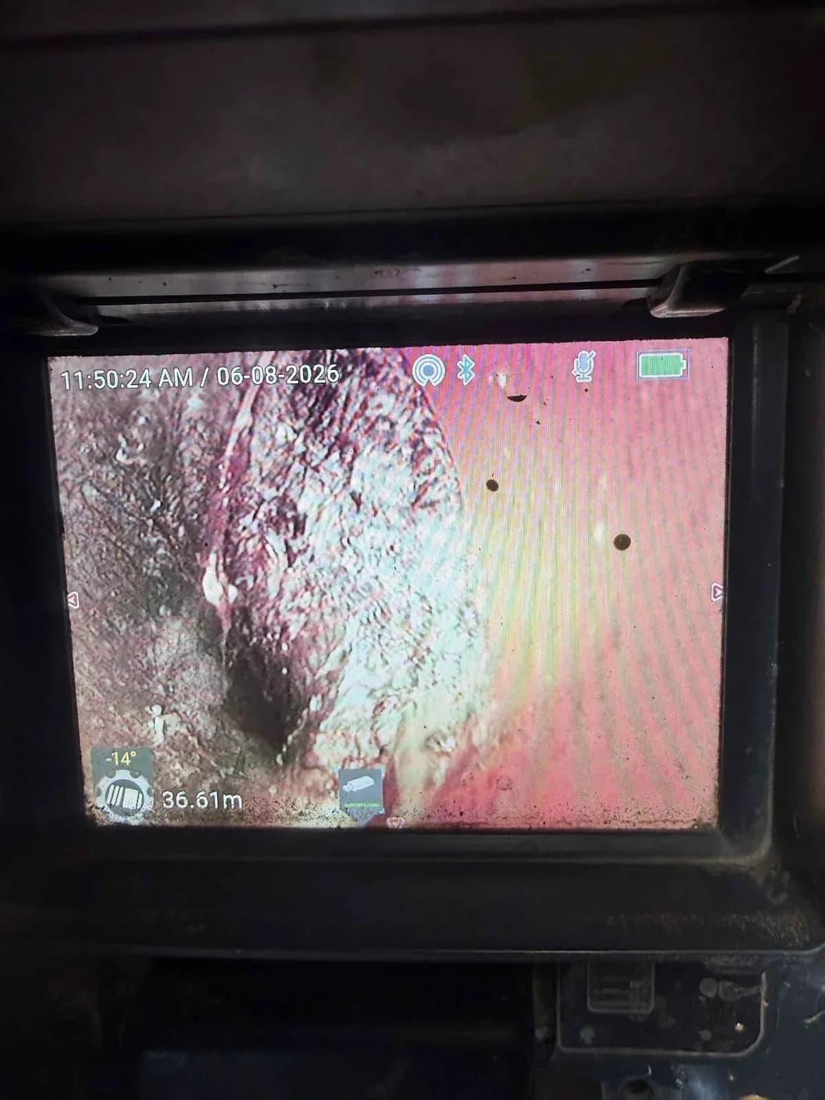 Drain camera inspection of the blocked line