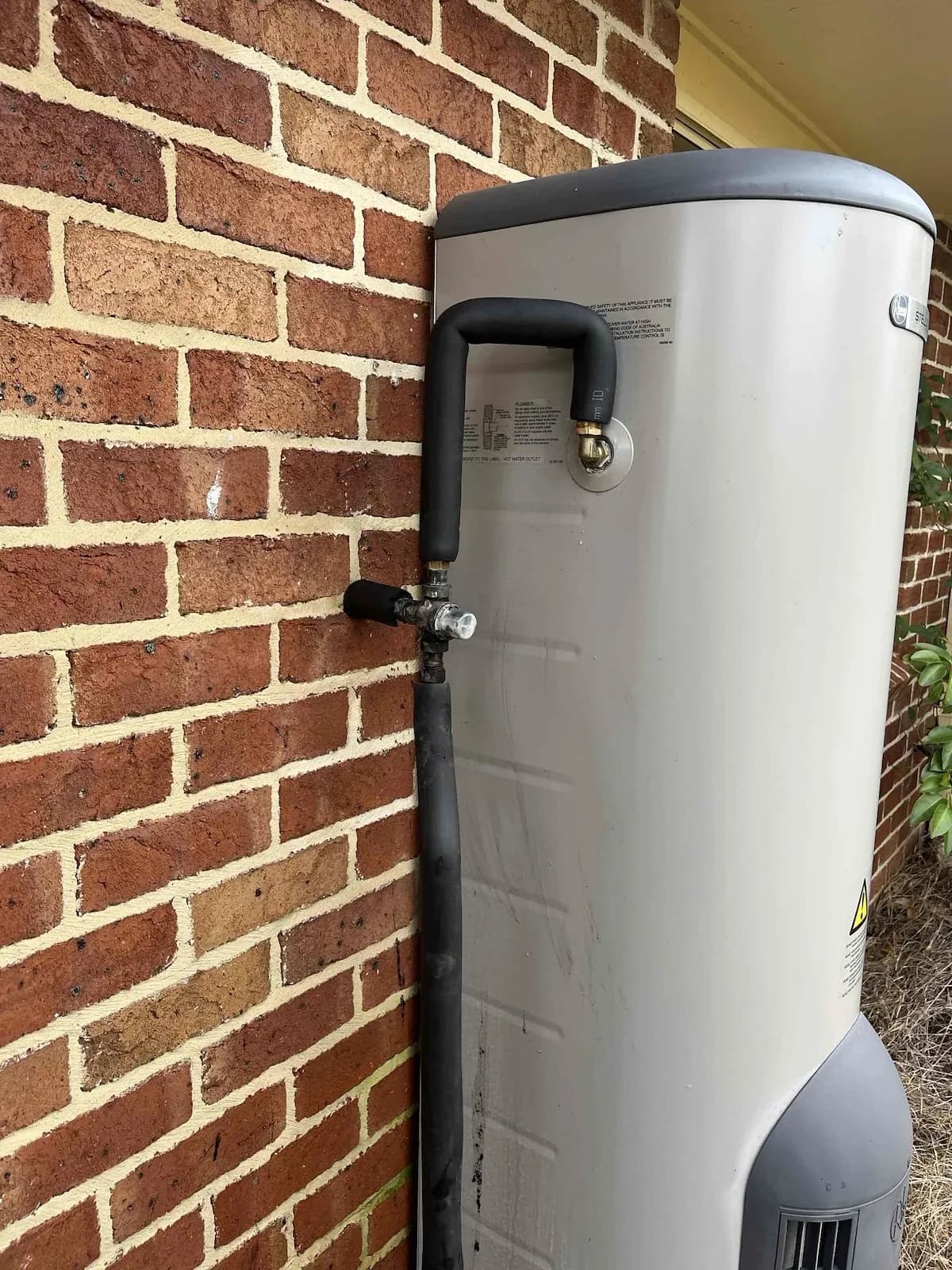 Hot water unit where the leak was repaired