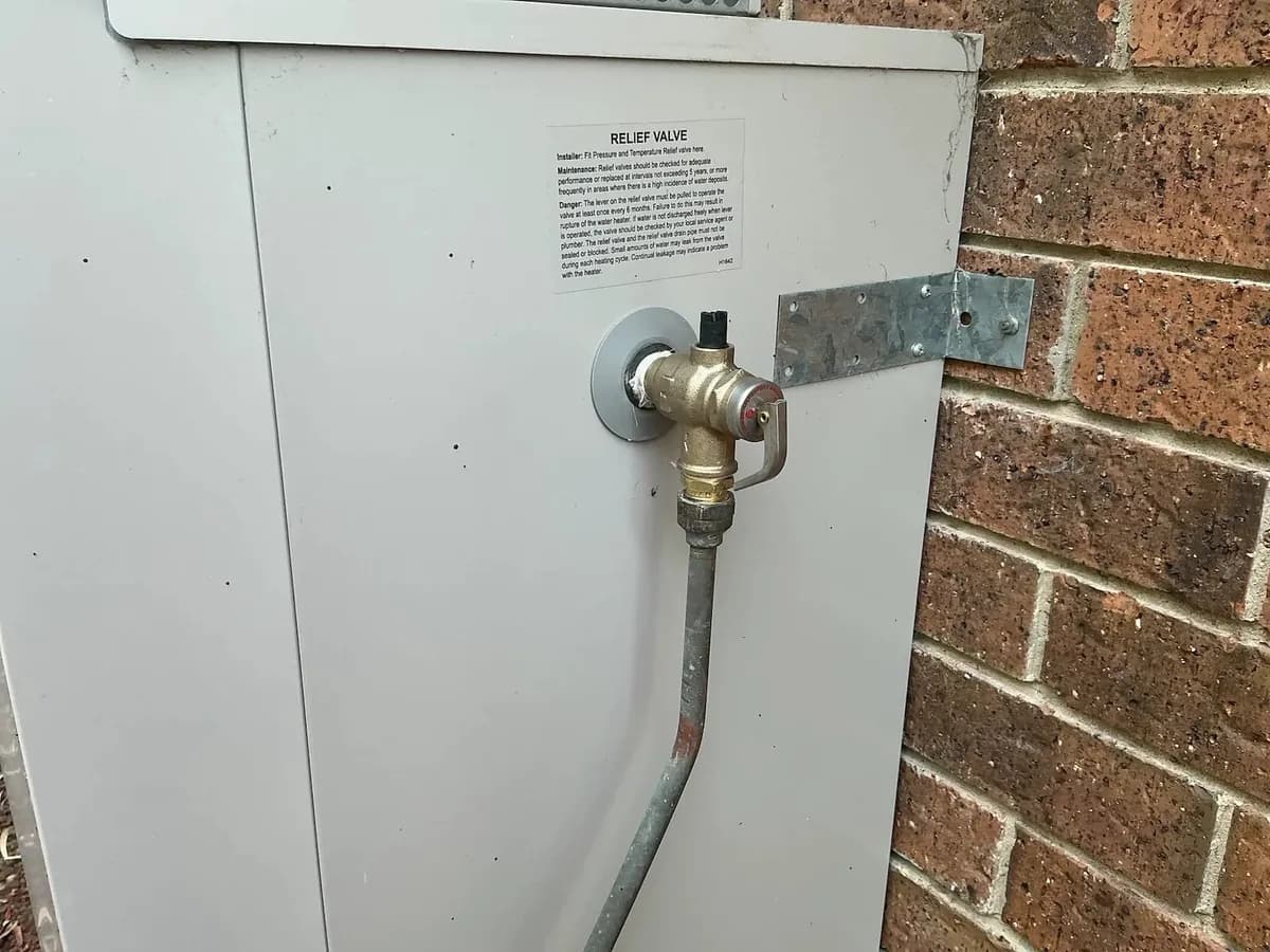 New relief valve on the hot water unit