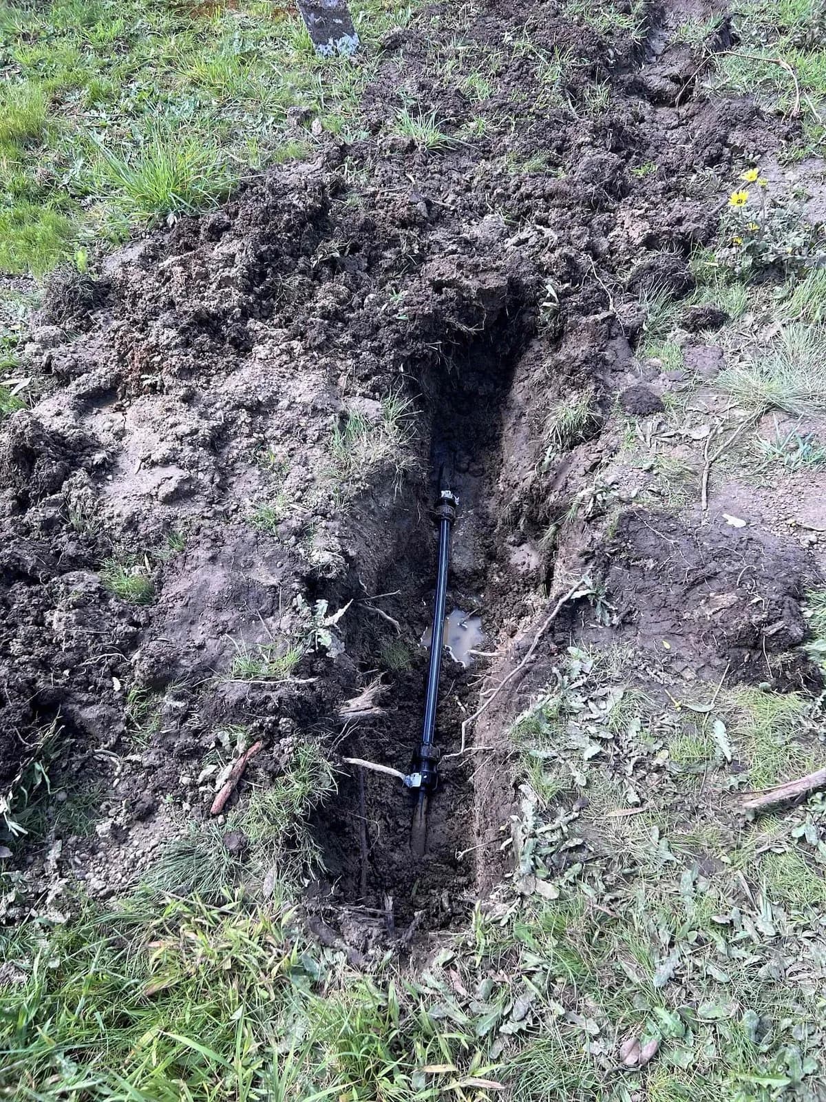 Trench along the repaired water line