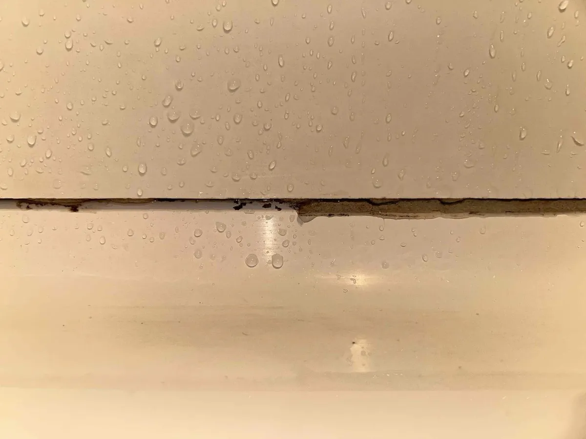 Cracked grout line letting water in at the shower base