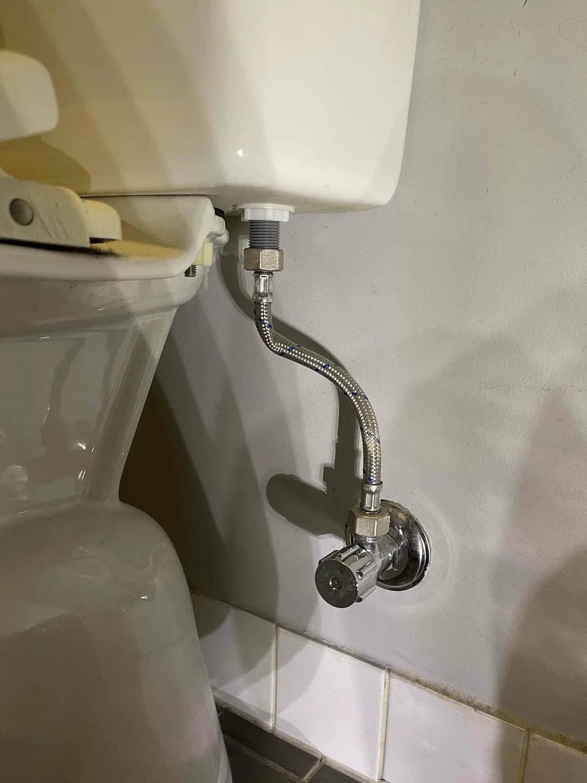 New toilet stop tap and flexible hose fitted