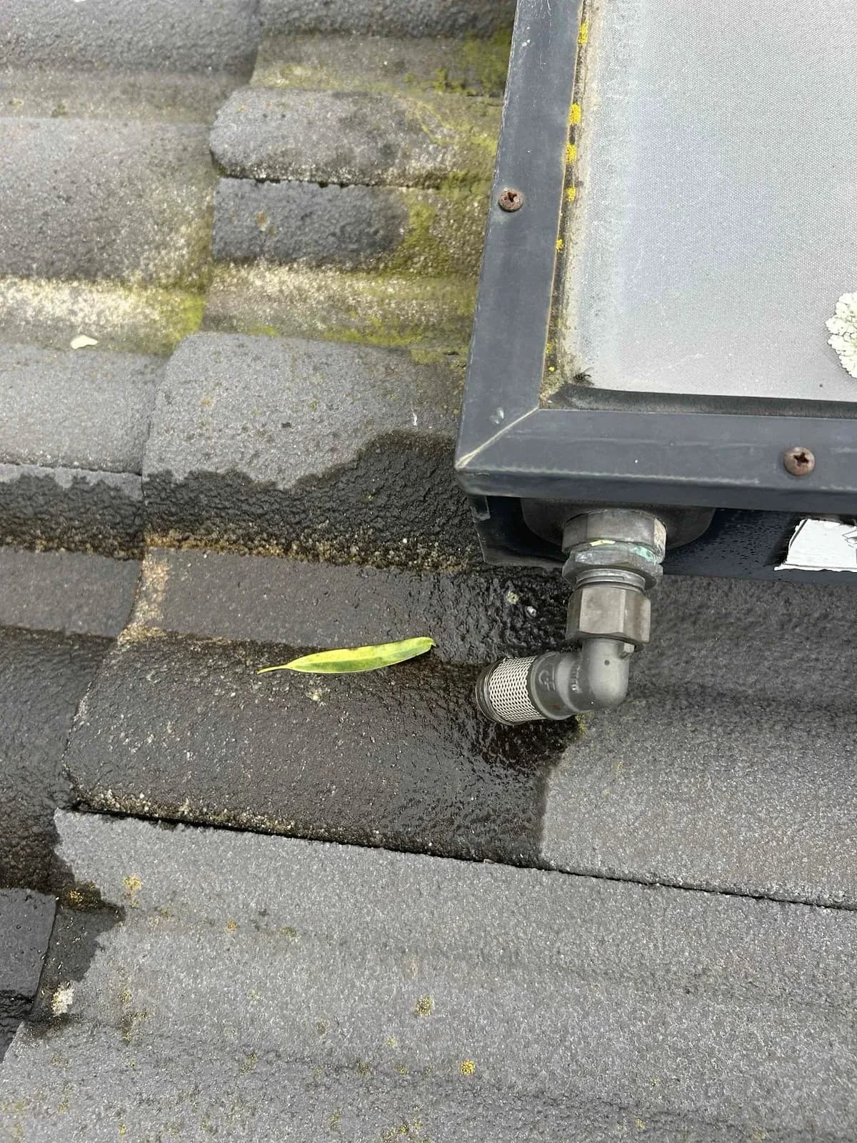 Cracked frost valve on the rooftop hot water unit