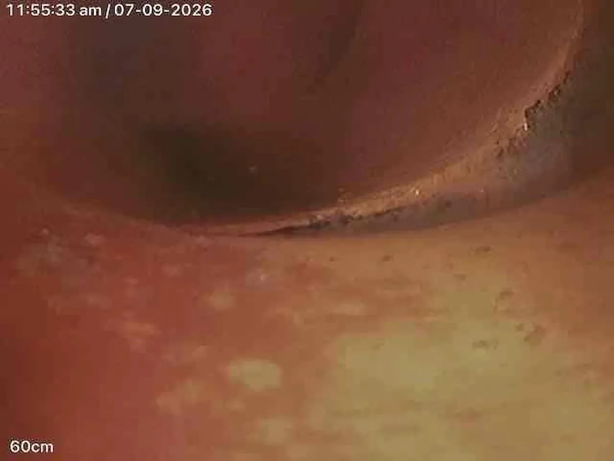 Drain camera view inside the pipe before relining