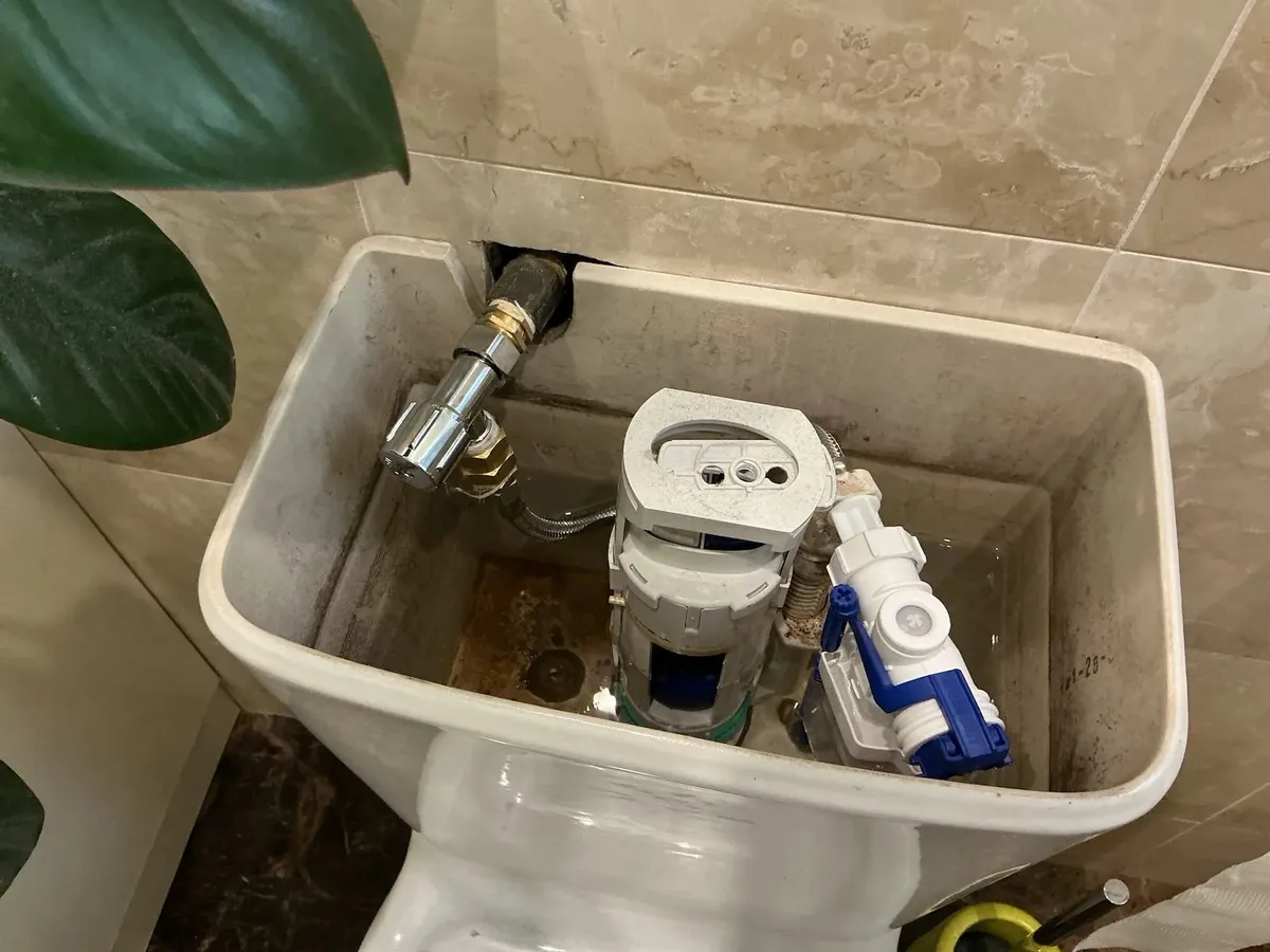 New inlet and outlet valves fitted in the cistern