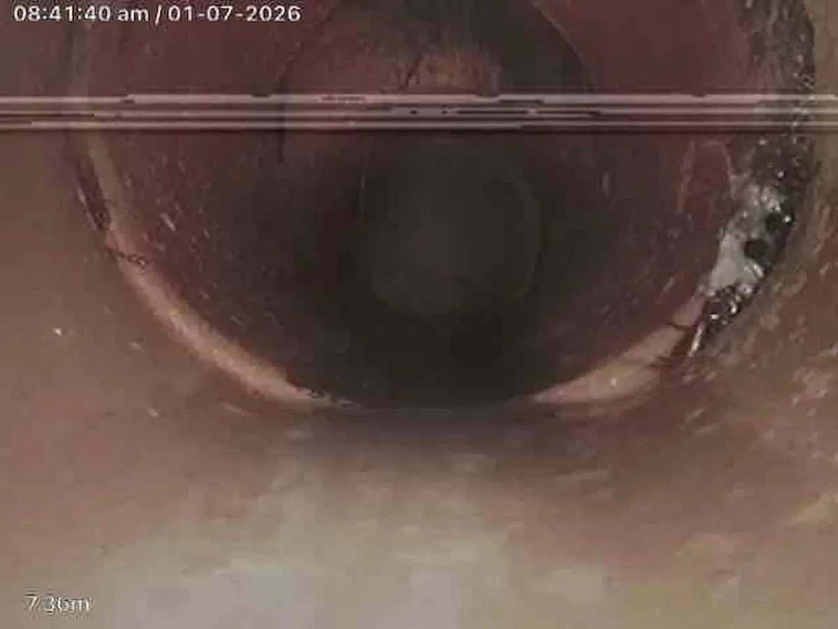 Camera view inside the drain after the reline