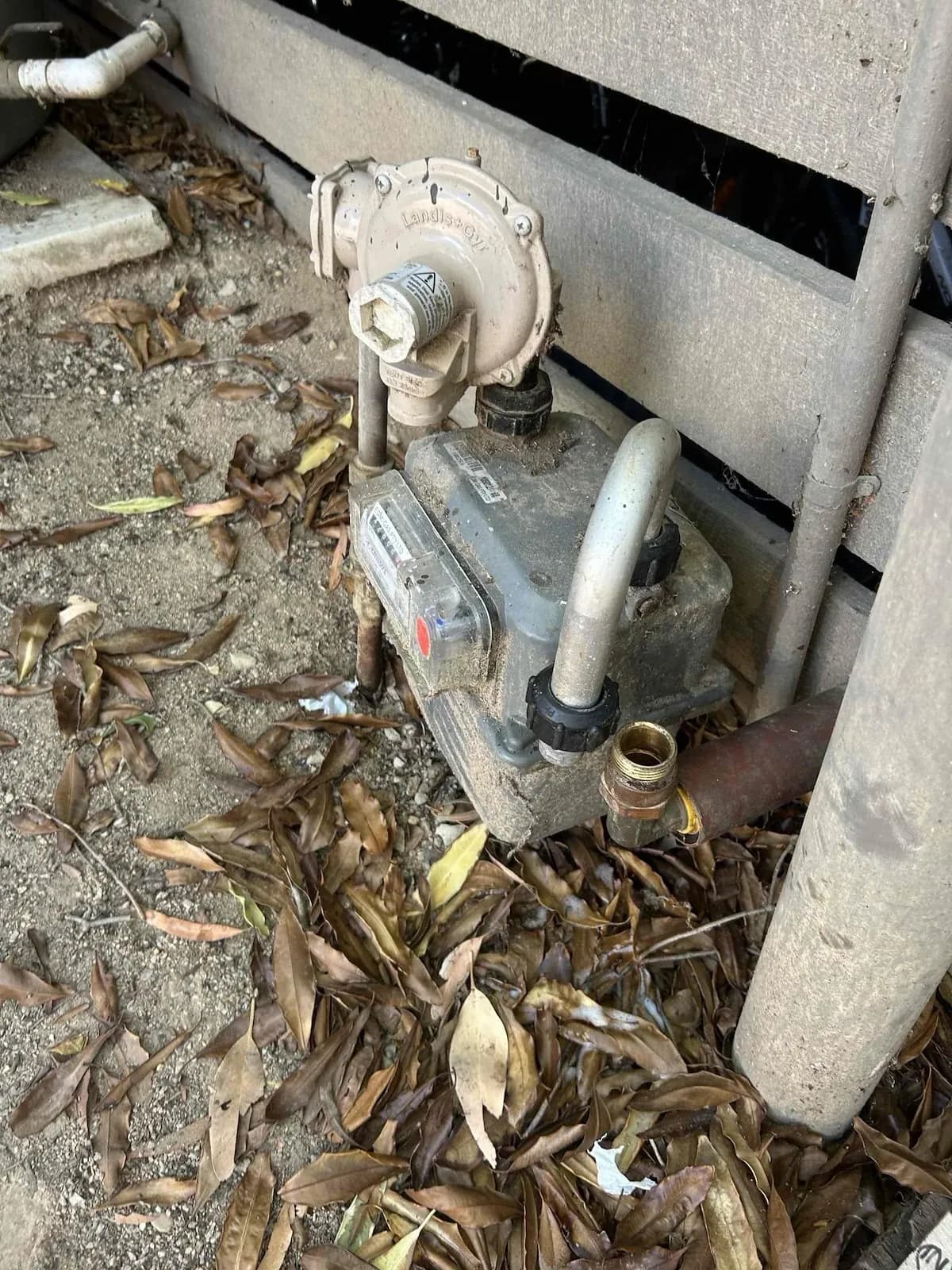Gas meter and regulator at the property