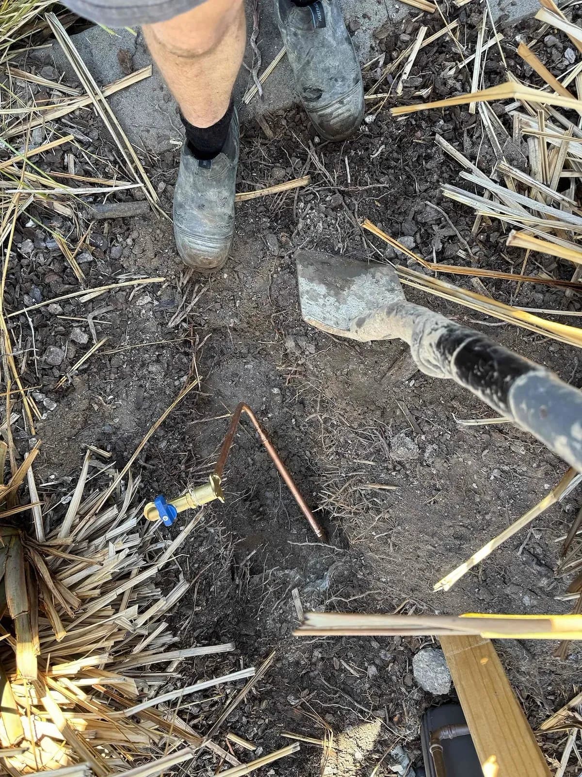 Trench dug to extend the garden tap line