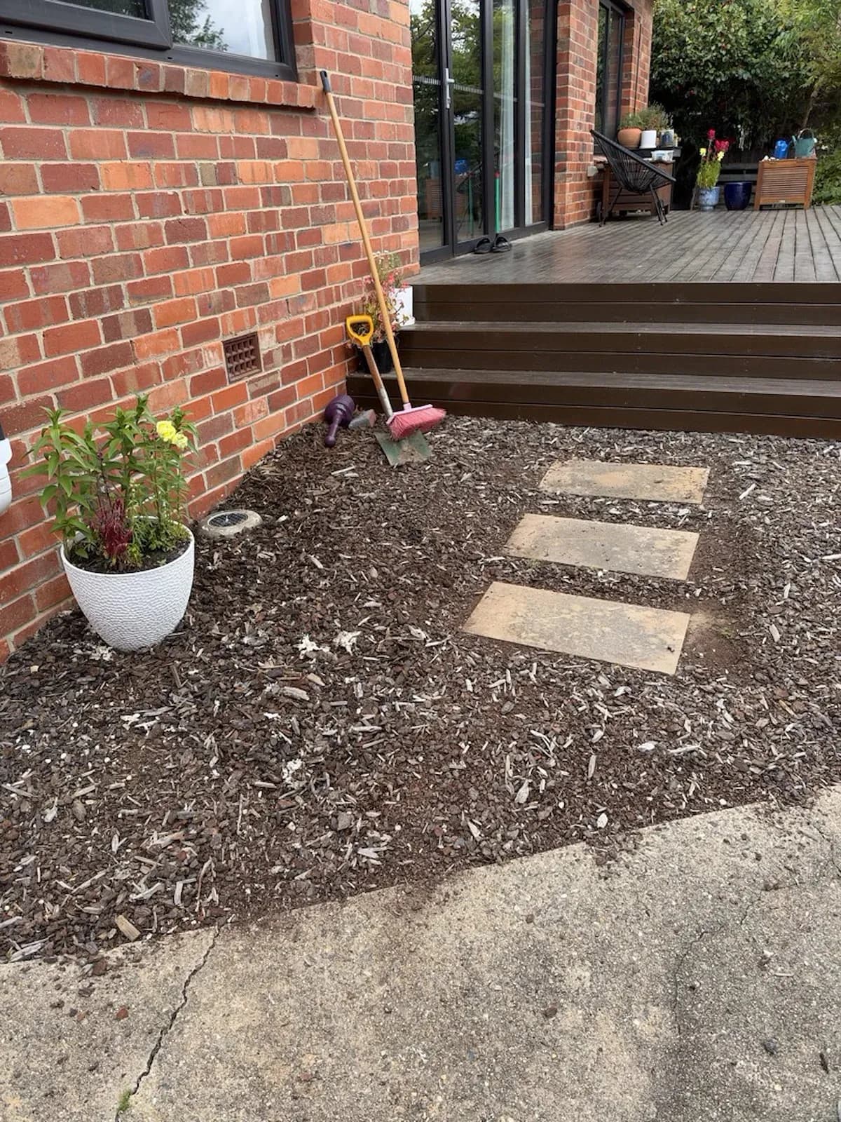 Garden bed above the blocked drain line