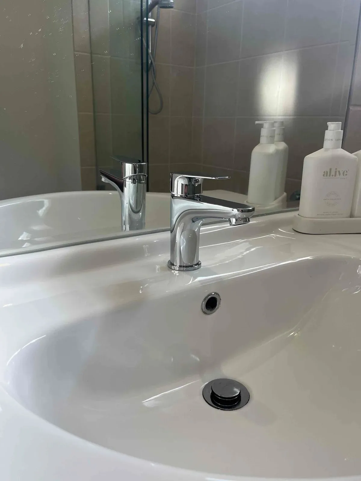 Bathroom basin with a new mixer tap