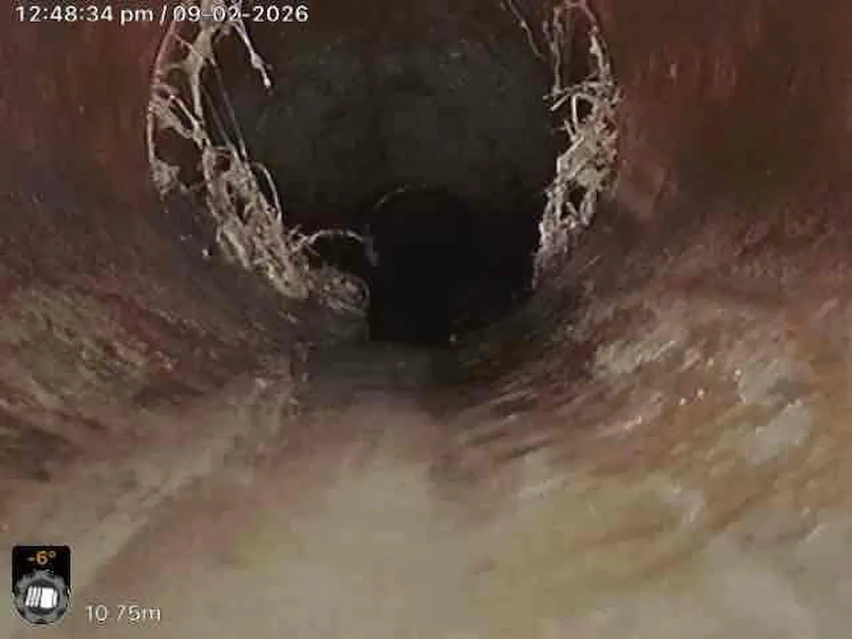 Drain camera view inside the sewer before relining