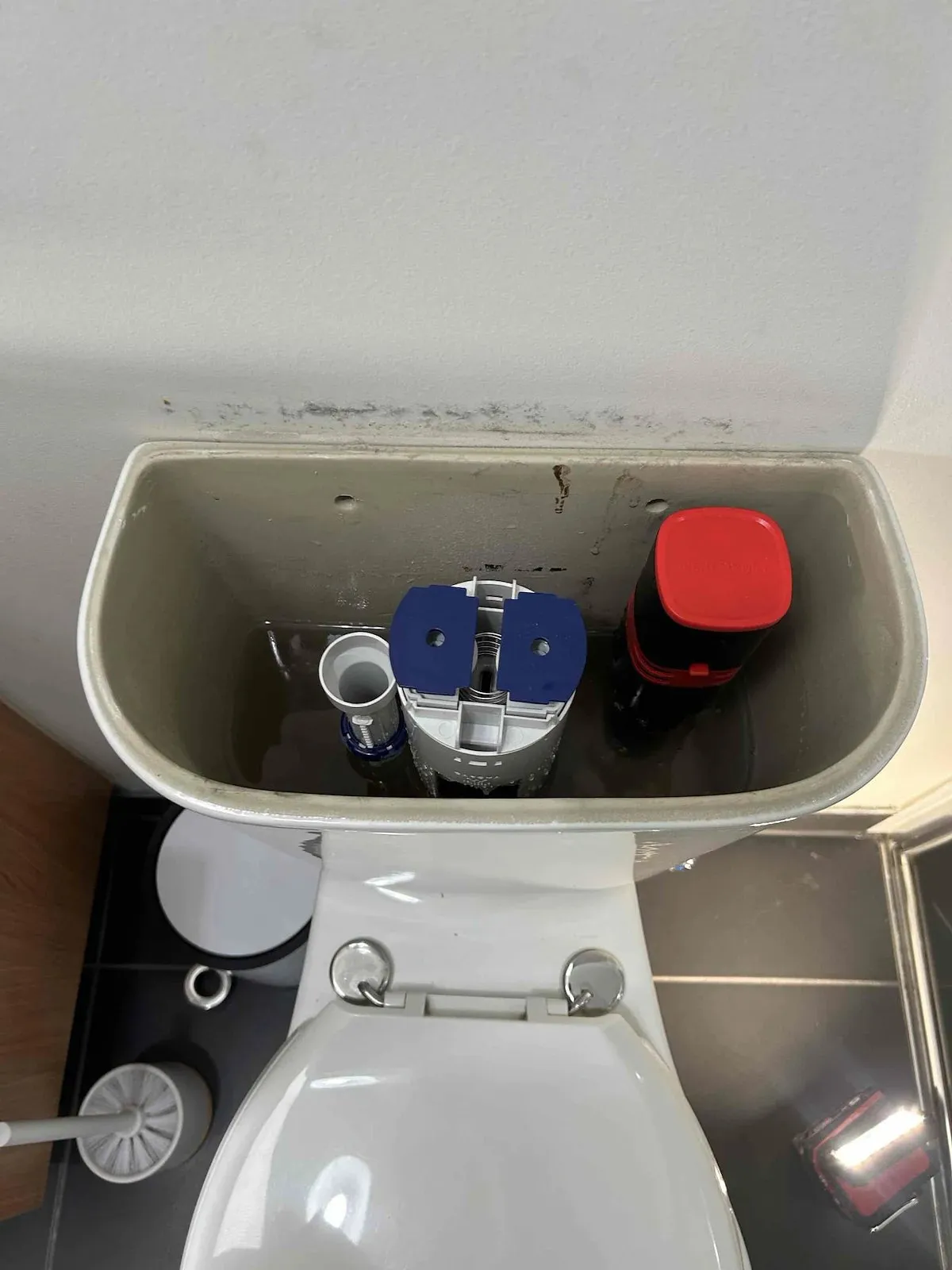 Cistern fitted with new valves