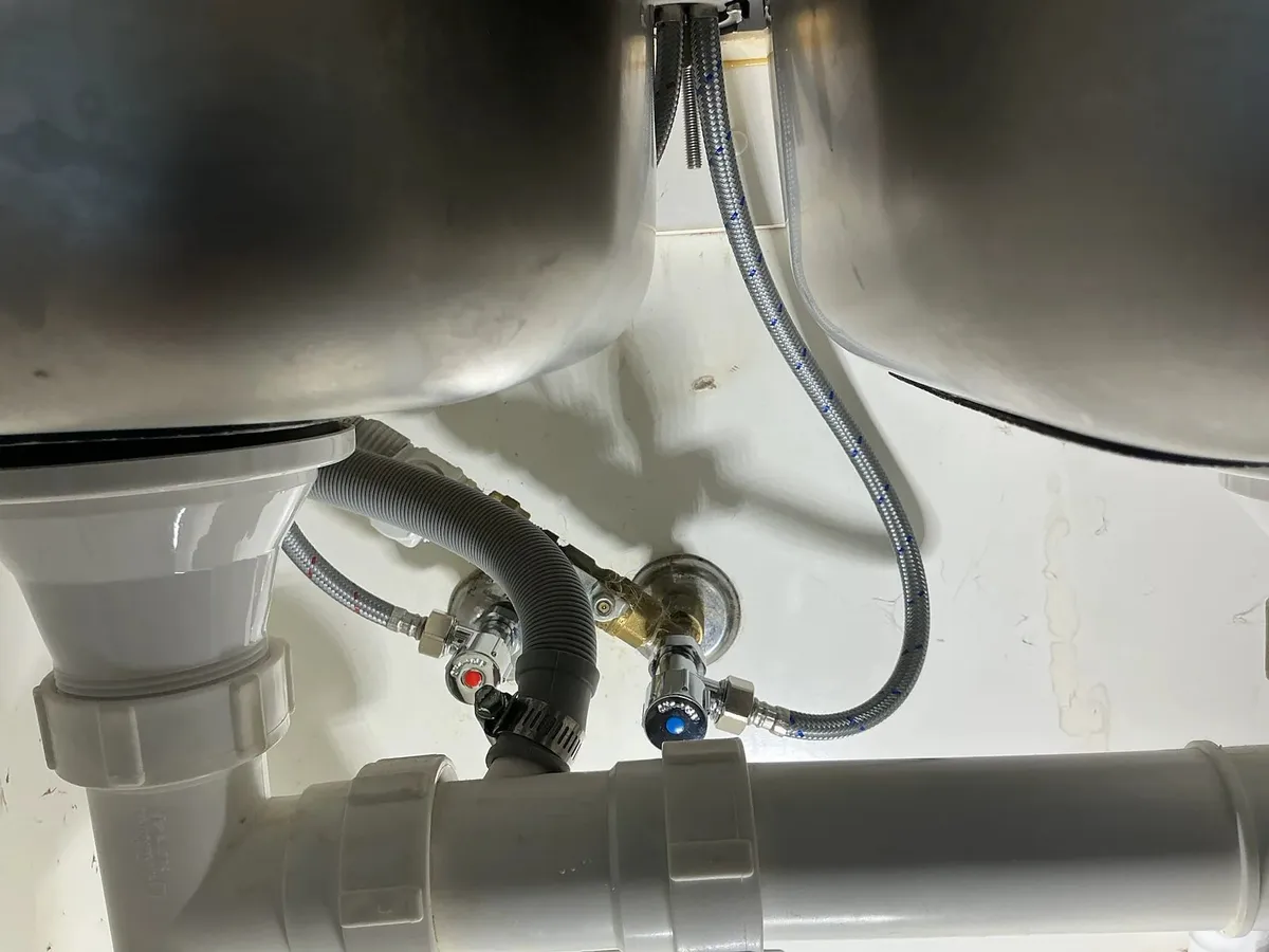 New isolation valves under the kitchen sink