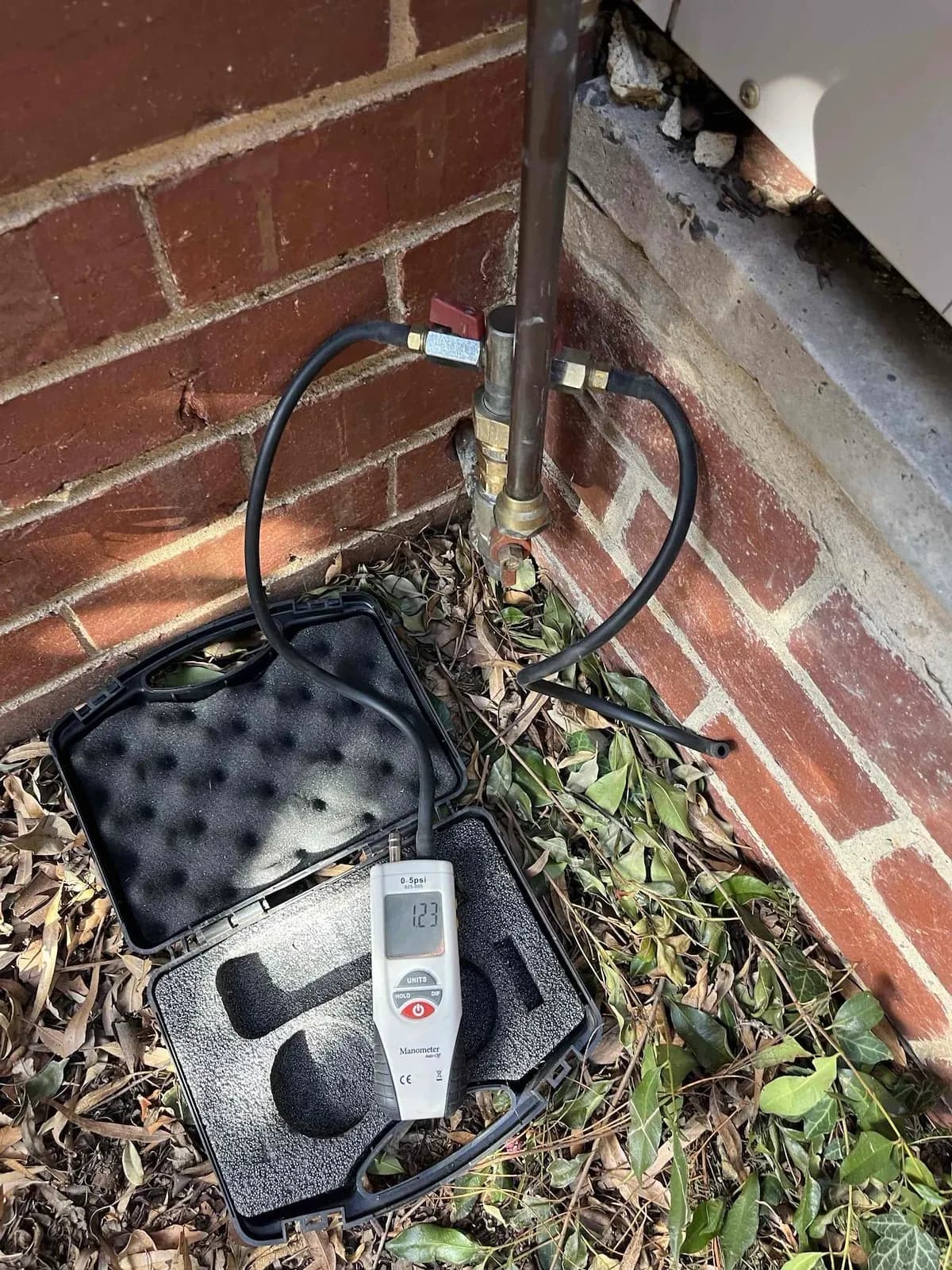 Gas line pressure test underway