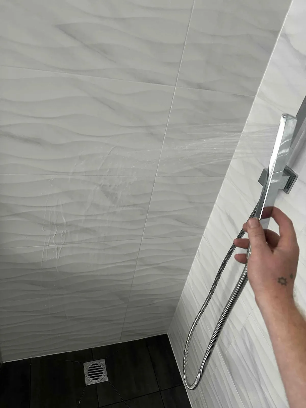Water test in the ensuite shower