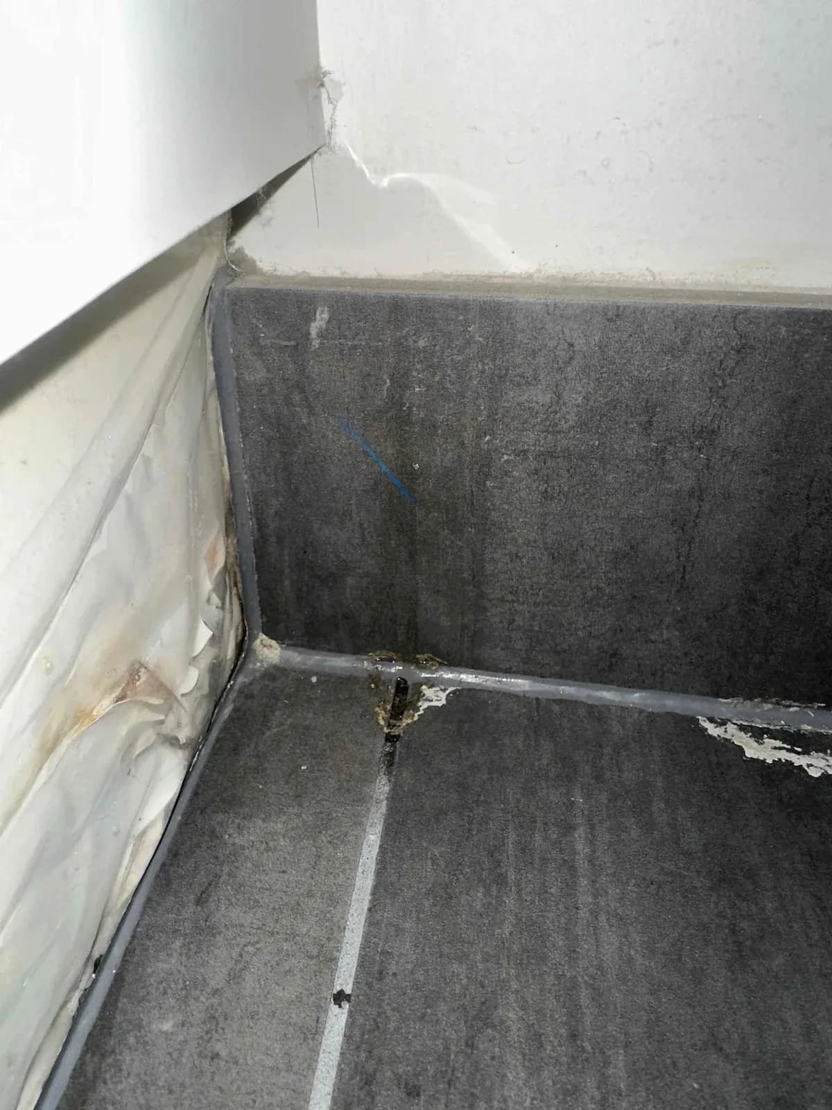 Failed seal at the shower base