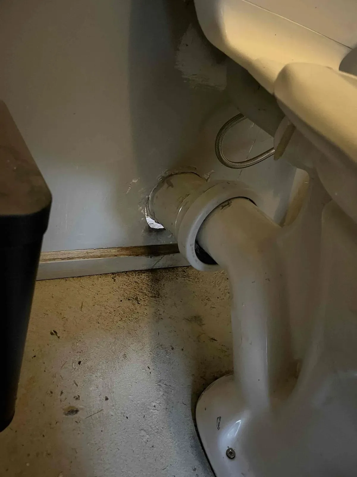 Toilet pan collar where the leak was coming from