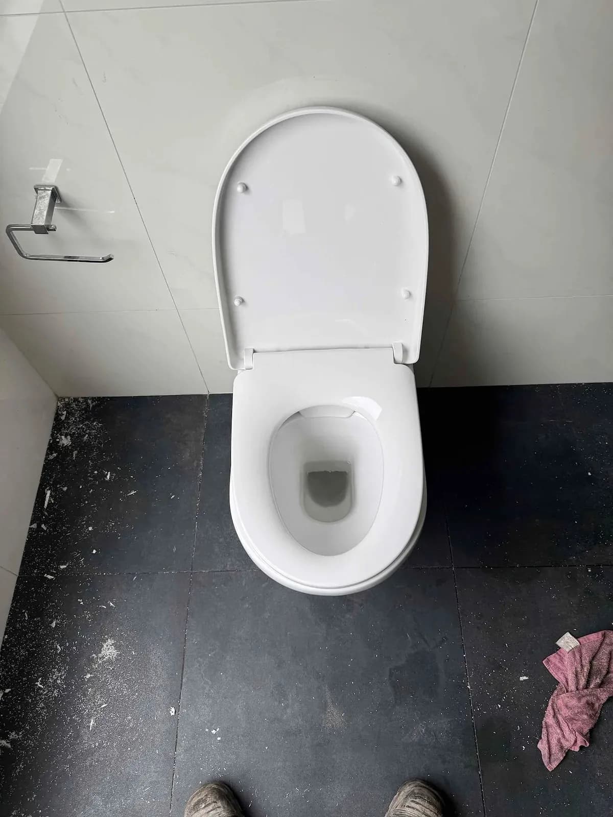 New back-to-wall toilet pan installed
