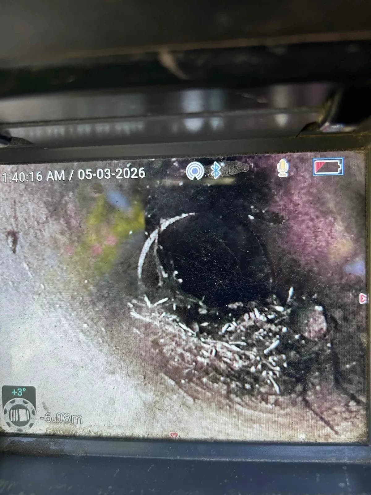 Debris built up inside the stormwater line