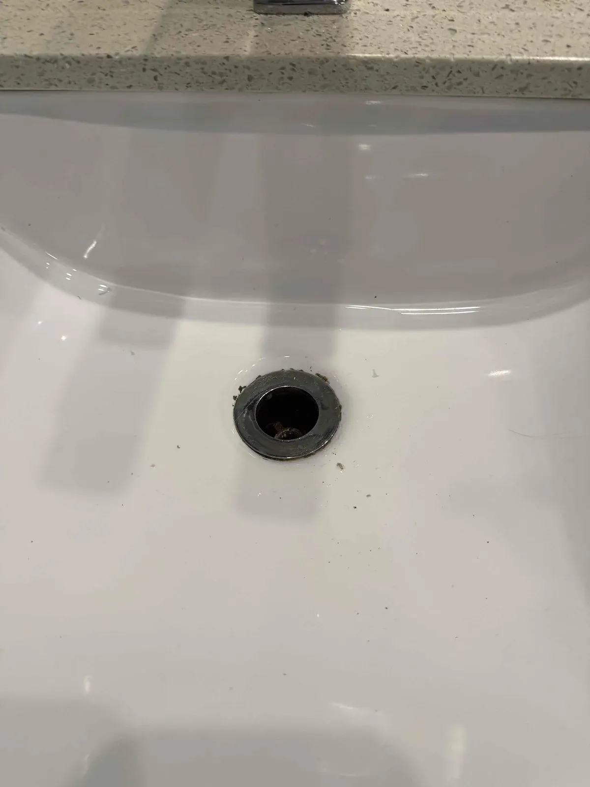 Basin draining freely after the repair