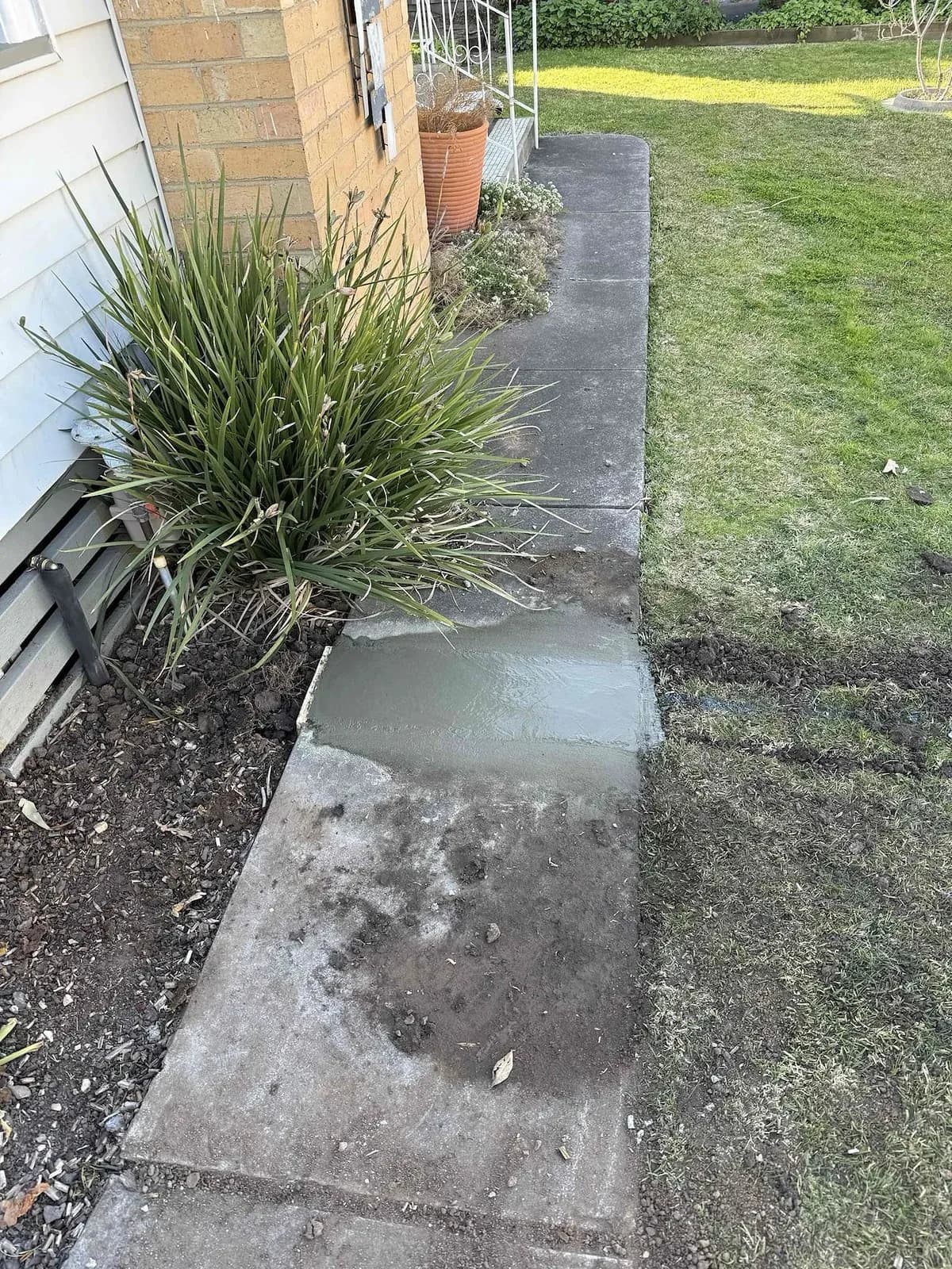 Path patched after the new pipe went in