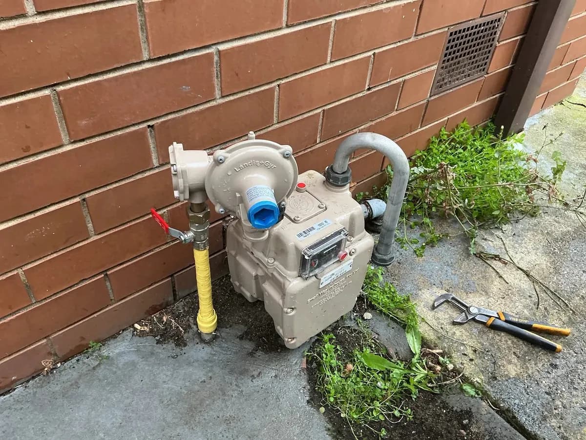 Gas meter and regulator after testing