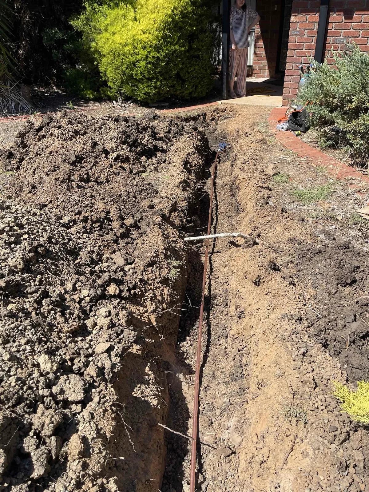 Trench dug for the new water line