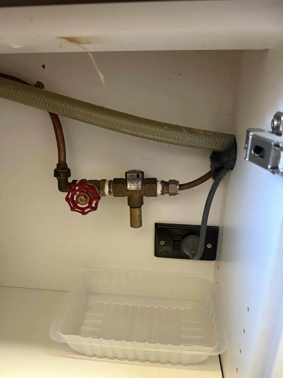 New valve fitted under the sink