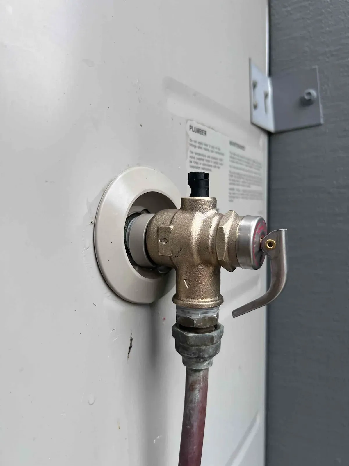 Relief valve on the hot water unit